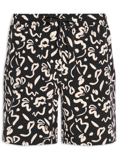 Short Masculino Estampado Beachwear - Preto