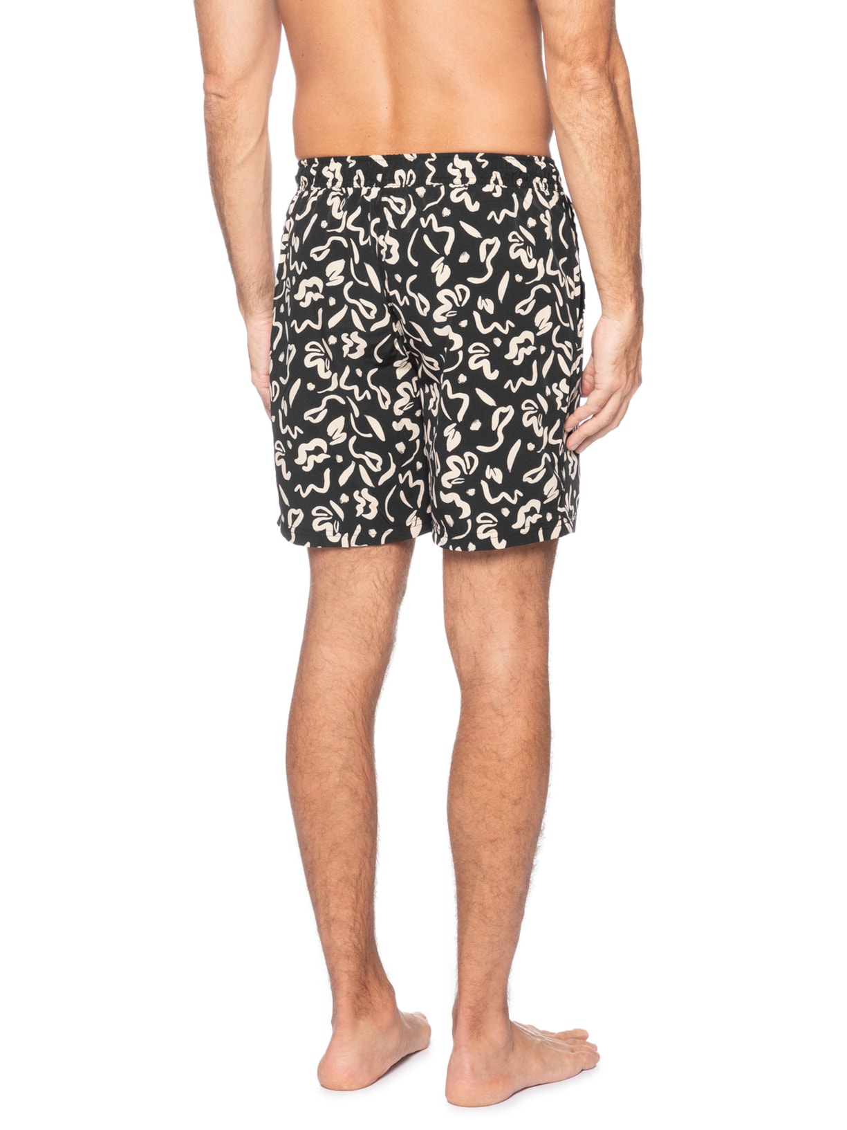 Short Masculino Estampado Beachwear Preto Basiq Men