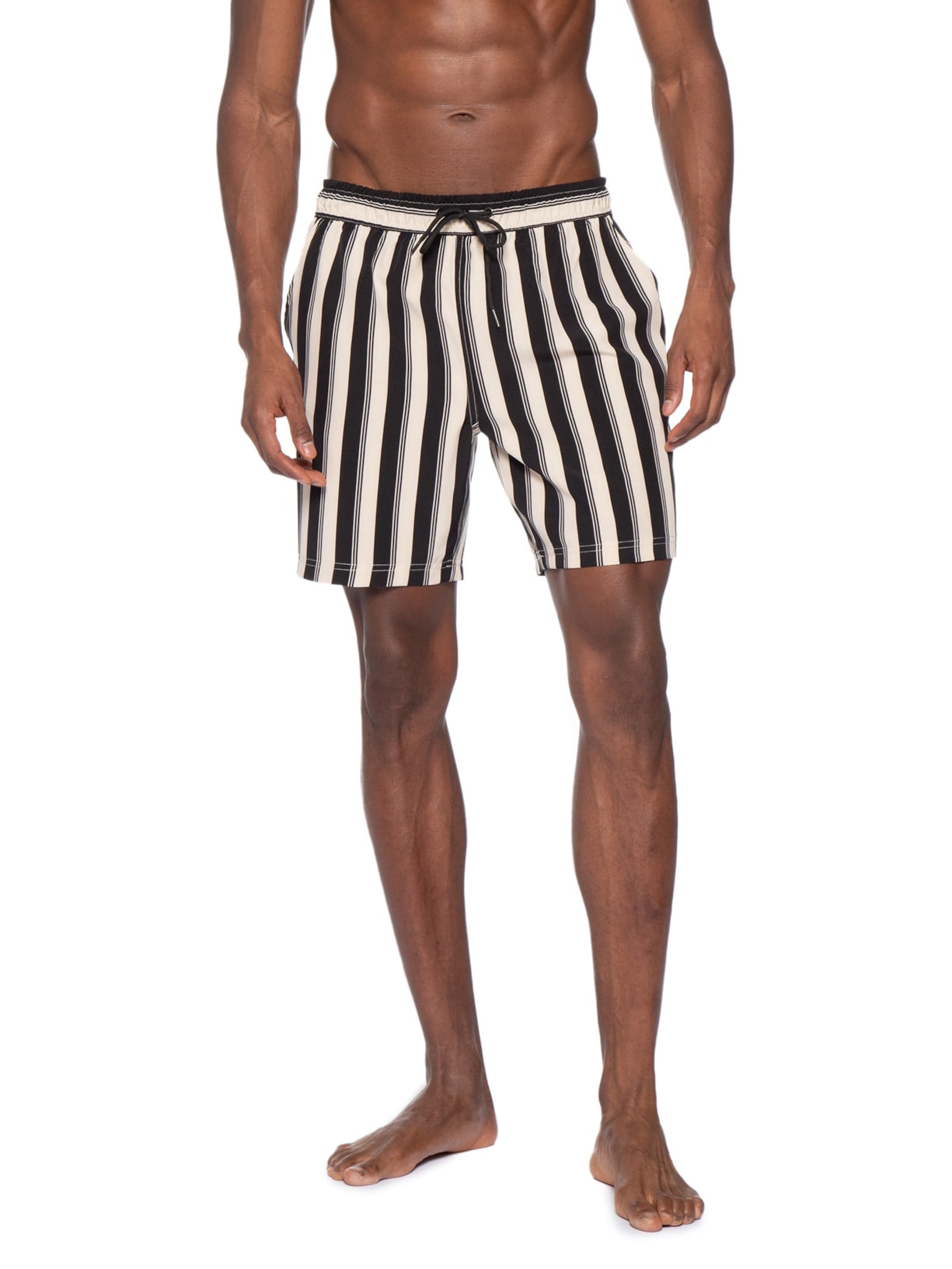 Short Masculino Estampado Beachwear Preto Basiq Men