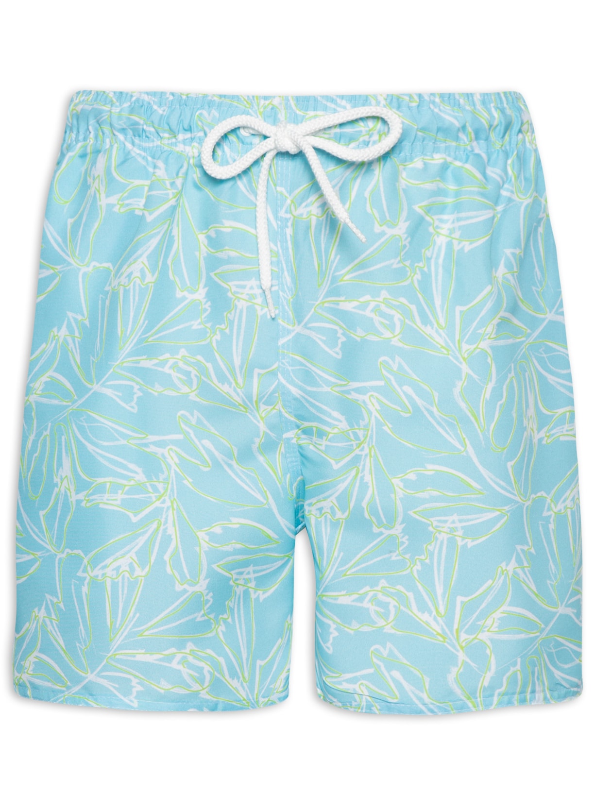 Short Masculino Estampado Folhagem - Azul