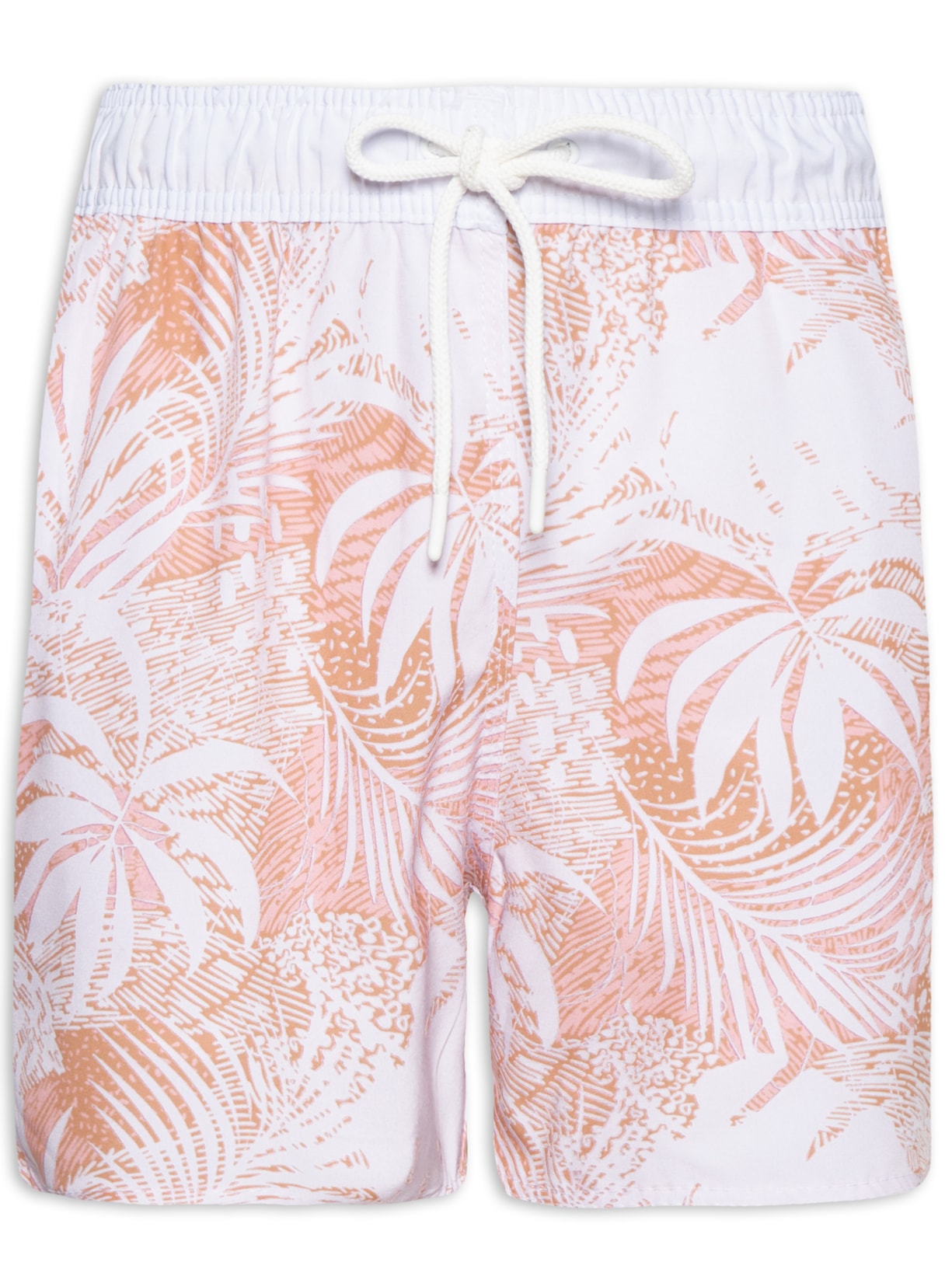 Short Masculino Estampado Folhagem - Laranja