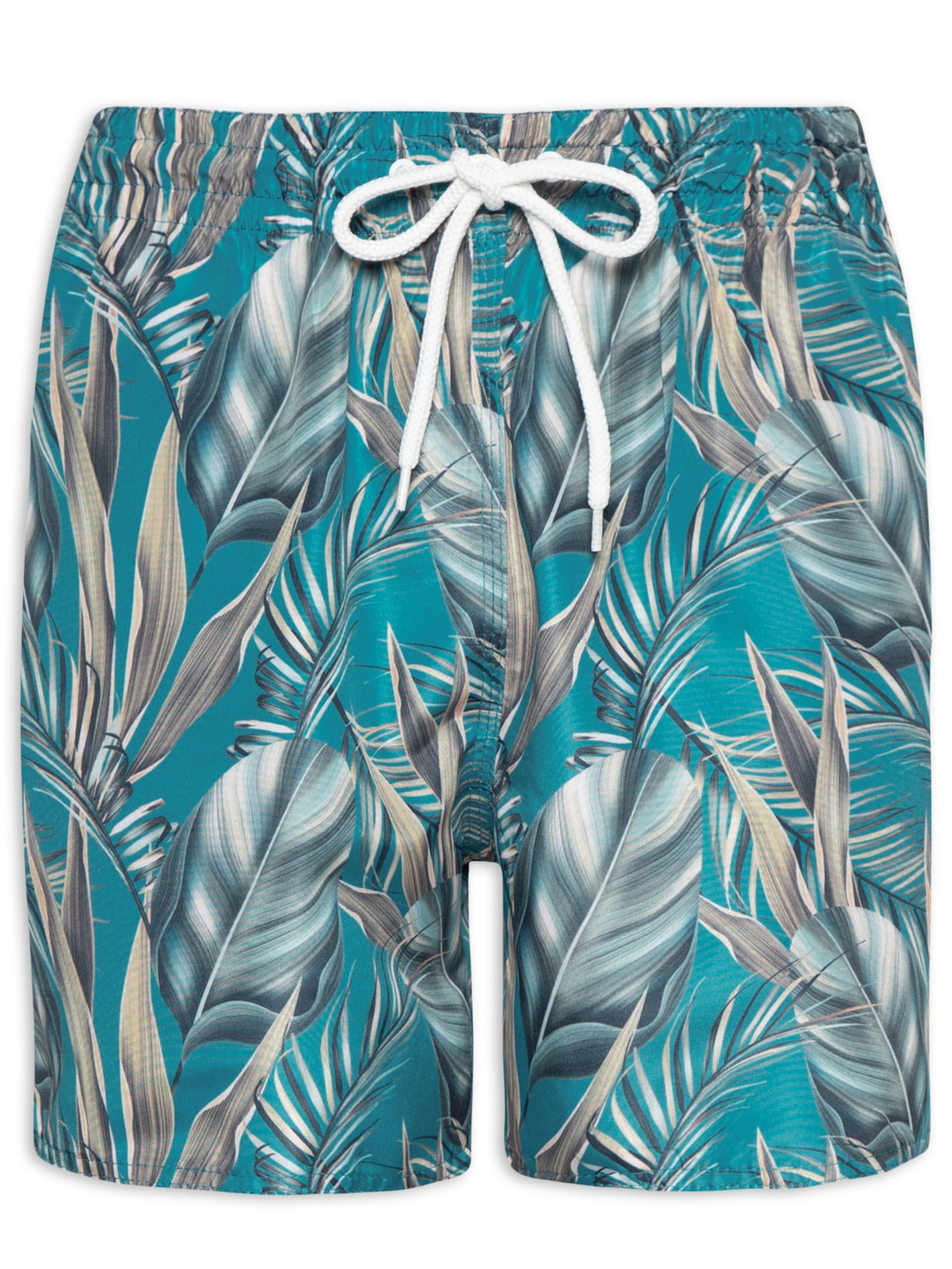 Short Masculino Estampado Folhagem - Verde