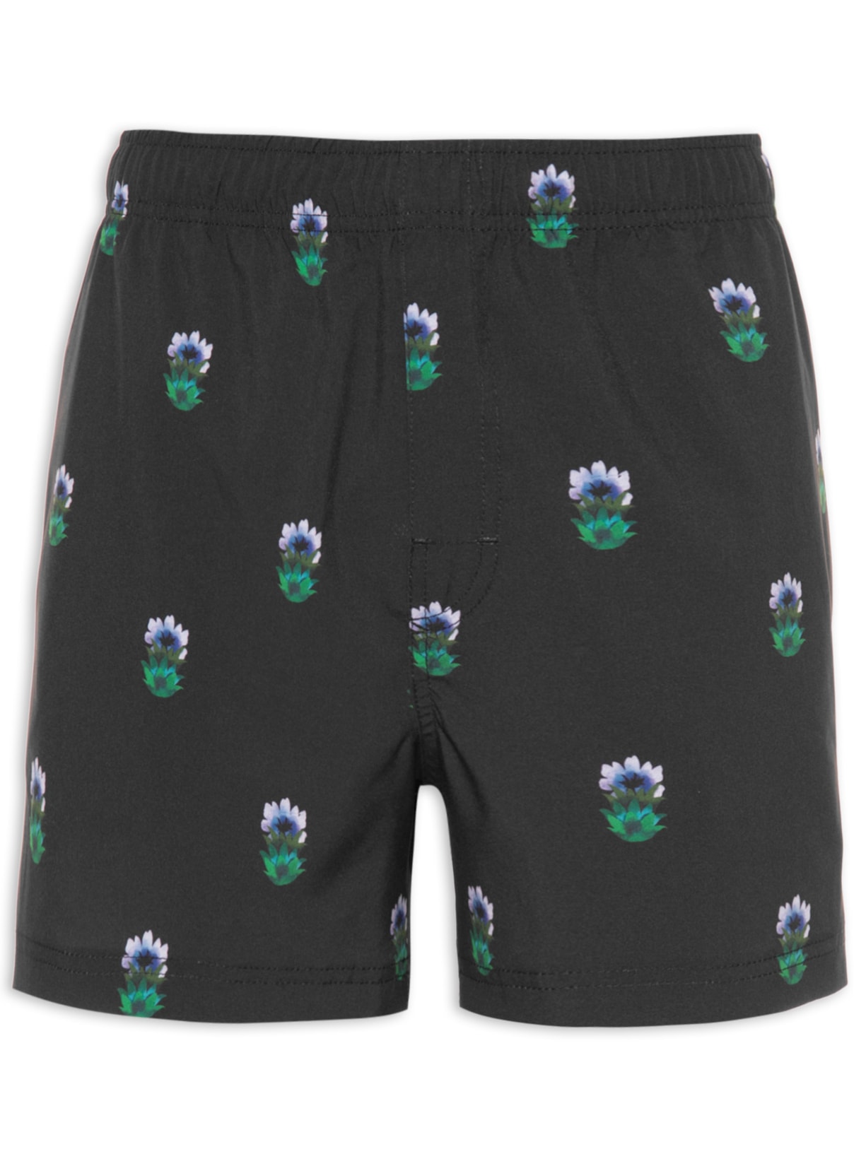 Short Masculino Flor Acqua Mini - Preto