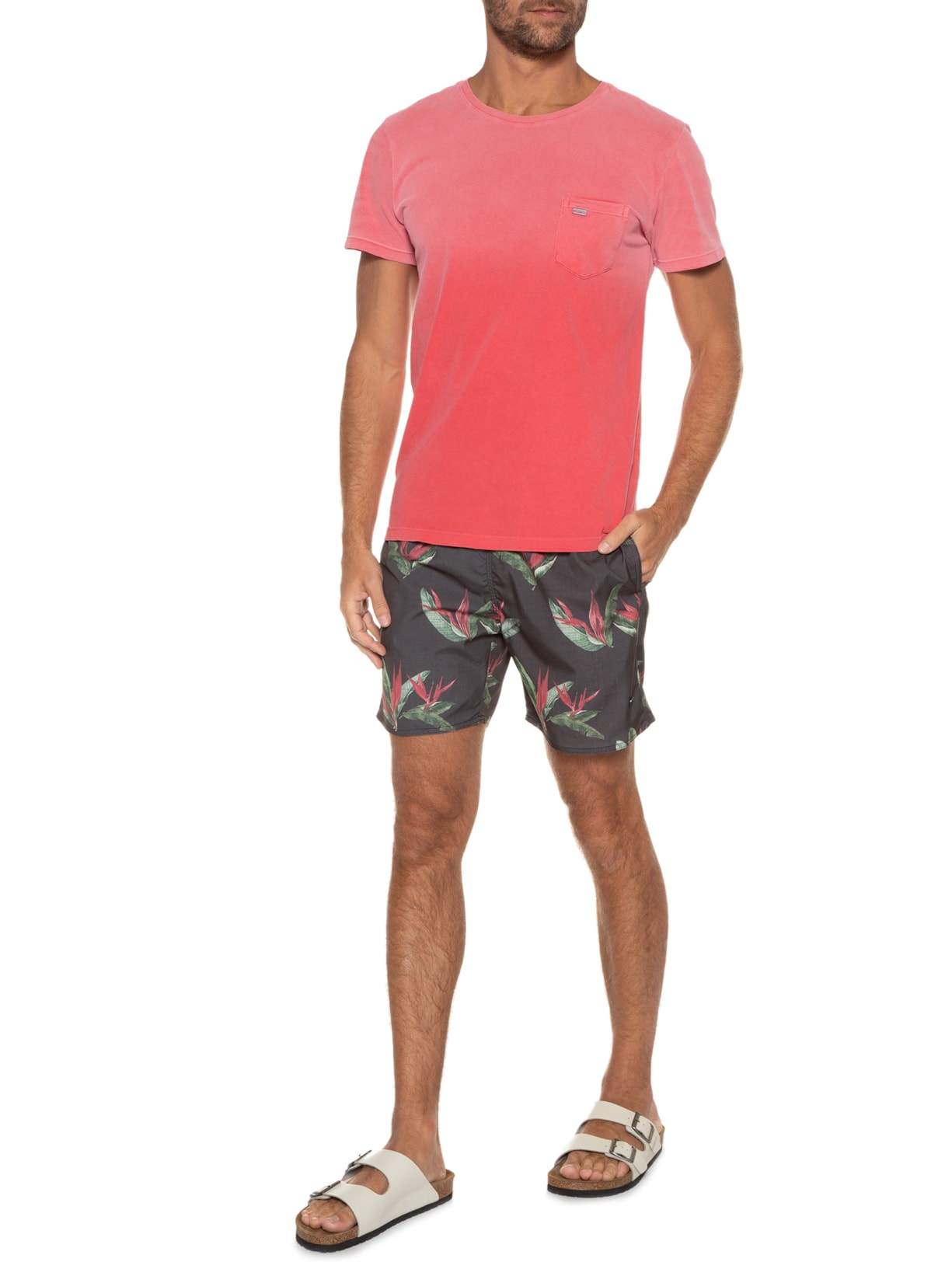 Short Masculino Floral Cinza Sergio K