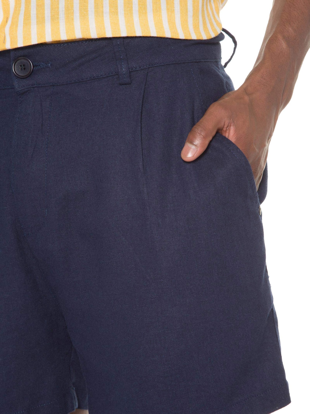 Short Masculino Fluid Linen Pleats Azul Osklen