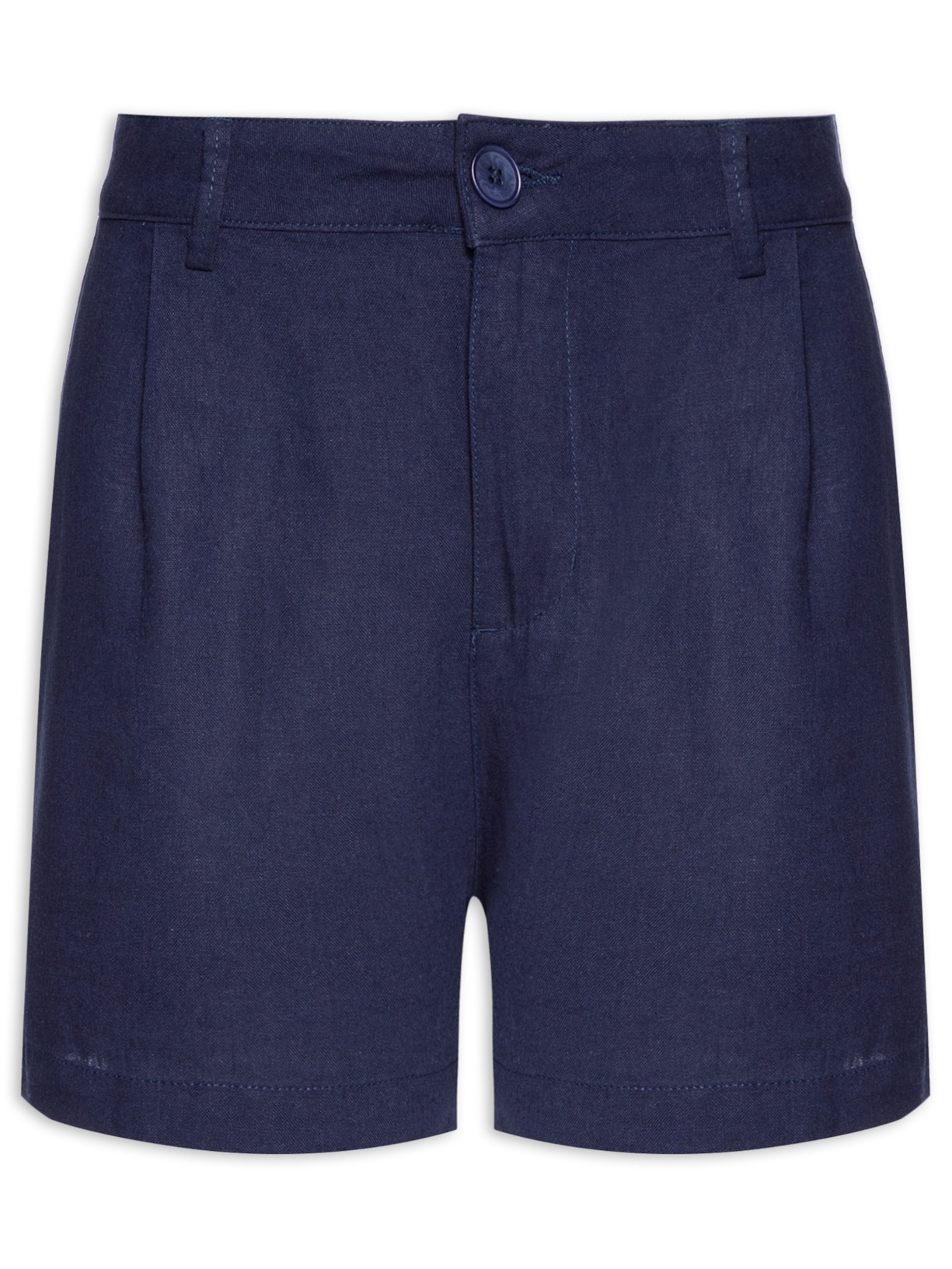 Short Masculino Fluid Linen Pleats - Azul