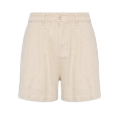 Short Masculino Fluid Linen Pleats - Bege