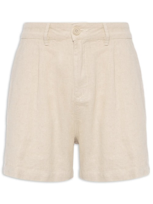 Short Masculino Fluid Linen Pleats - Bege