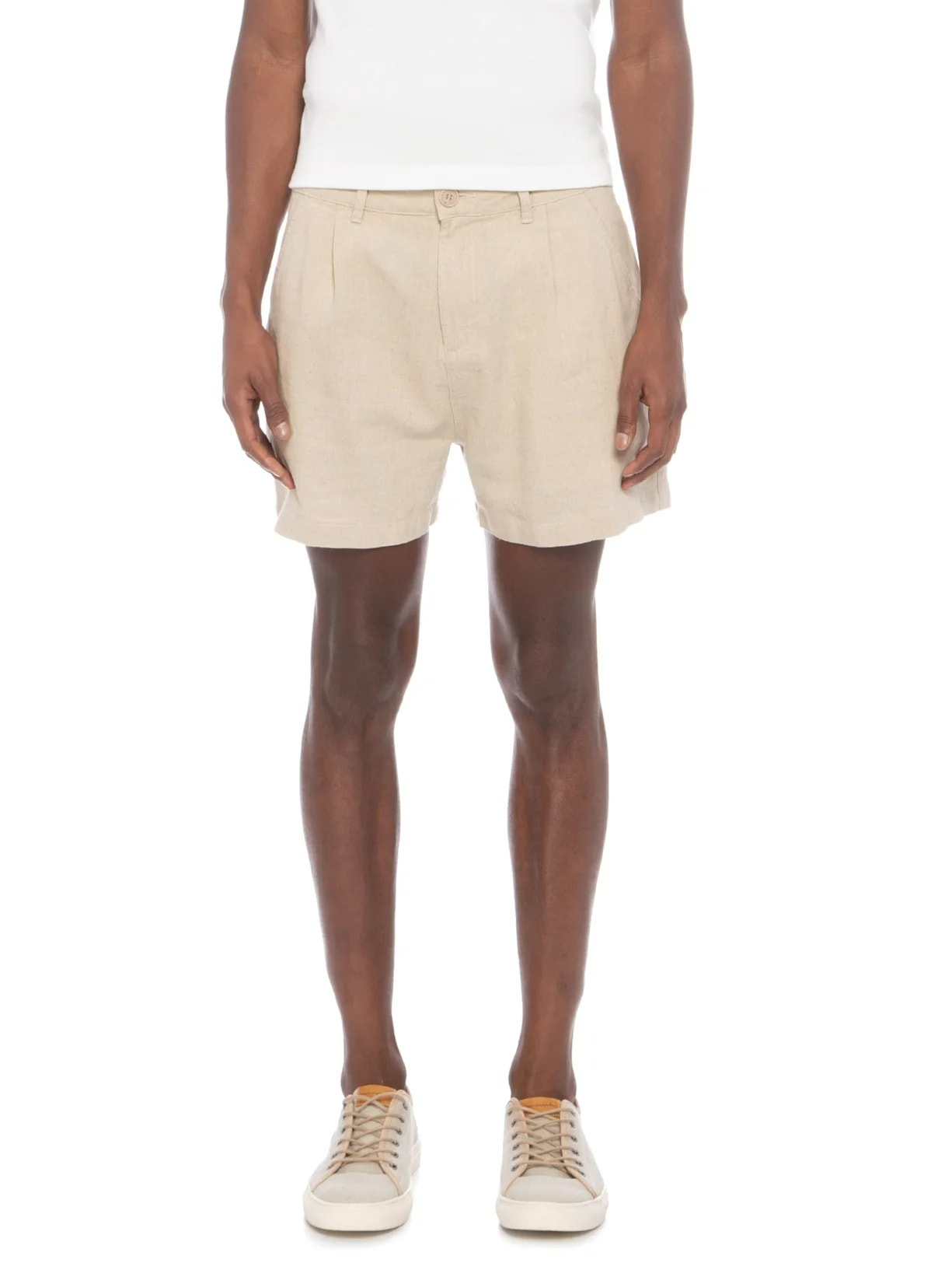 Short Masculino Fluid Linen Pleats Bege Osklen