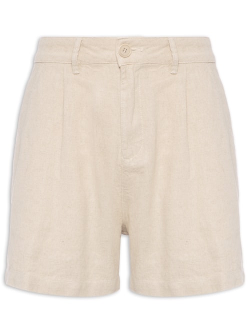 Short Masculino Fluid Linen Pleats - Bege