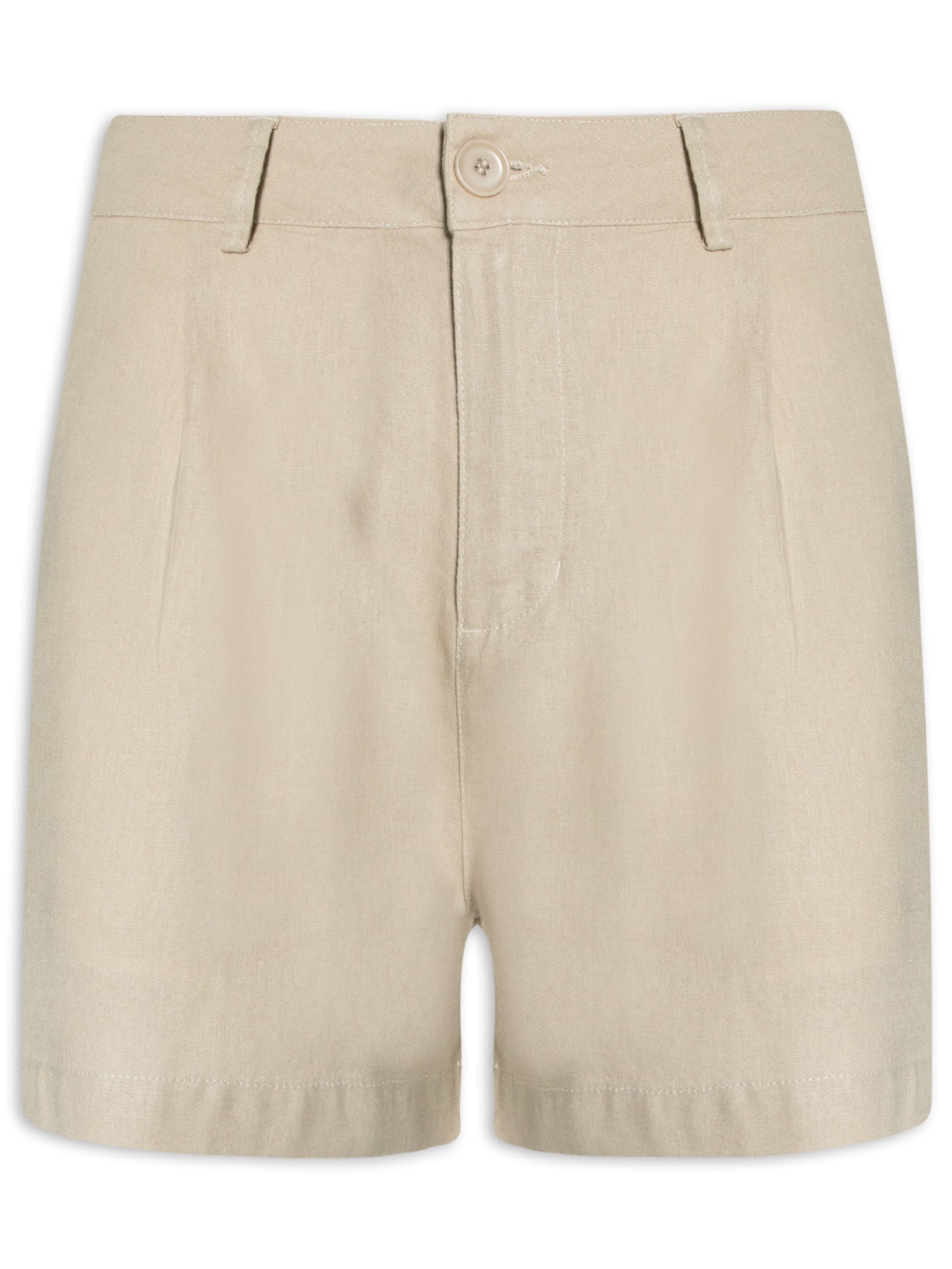 Short Masculino Fluid Linen Pleats - Bege