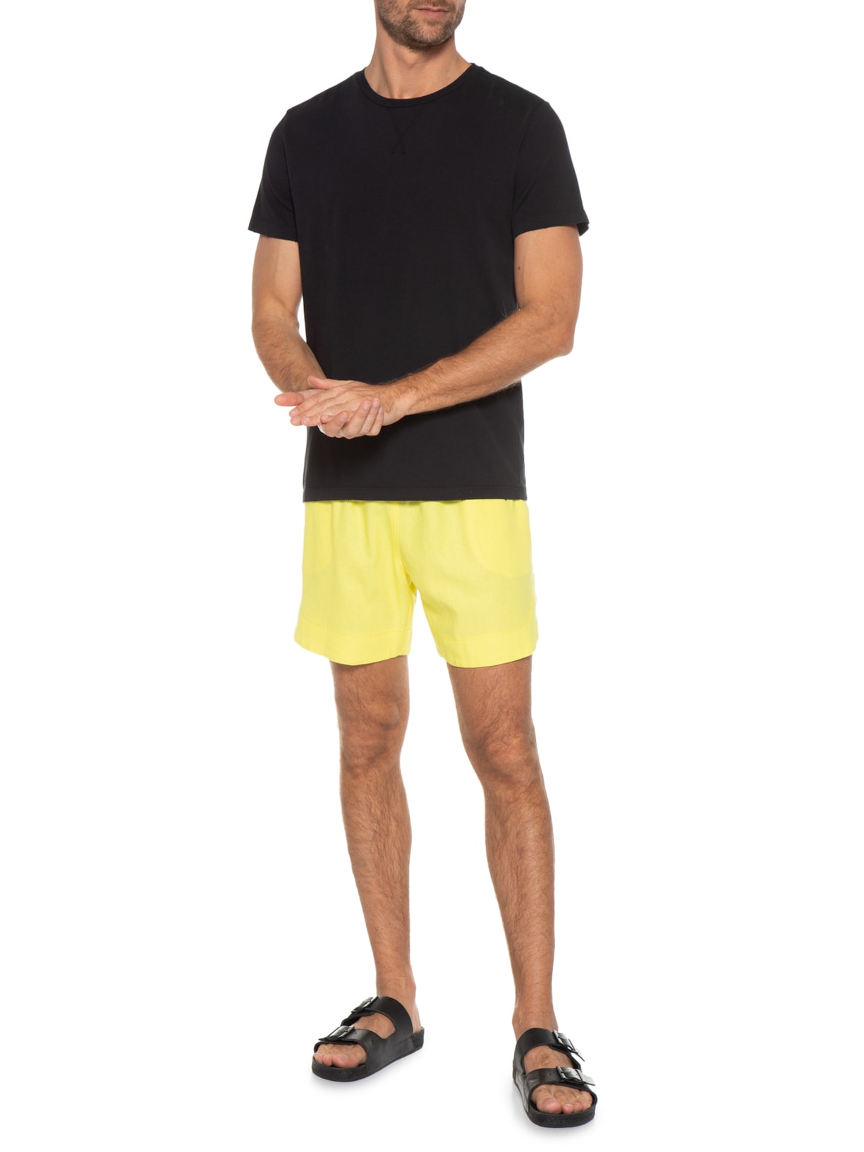 Short Masculino Linho Amarelo Barche