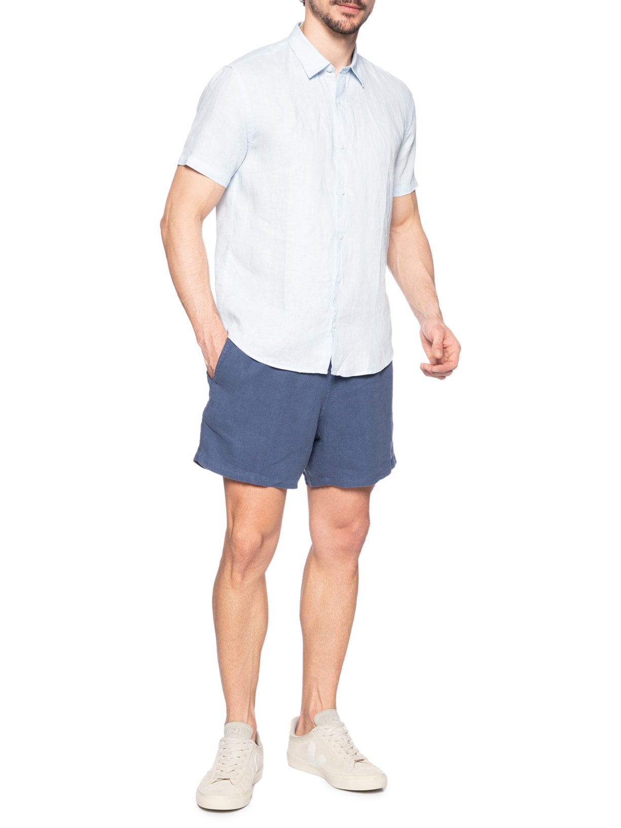 Short Masculino Linho Azul Pineapple