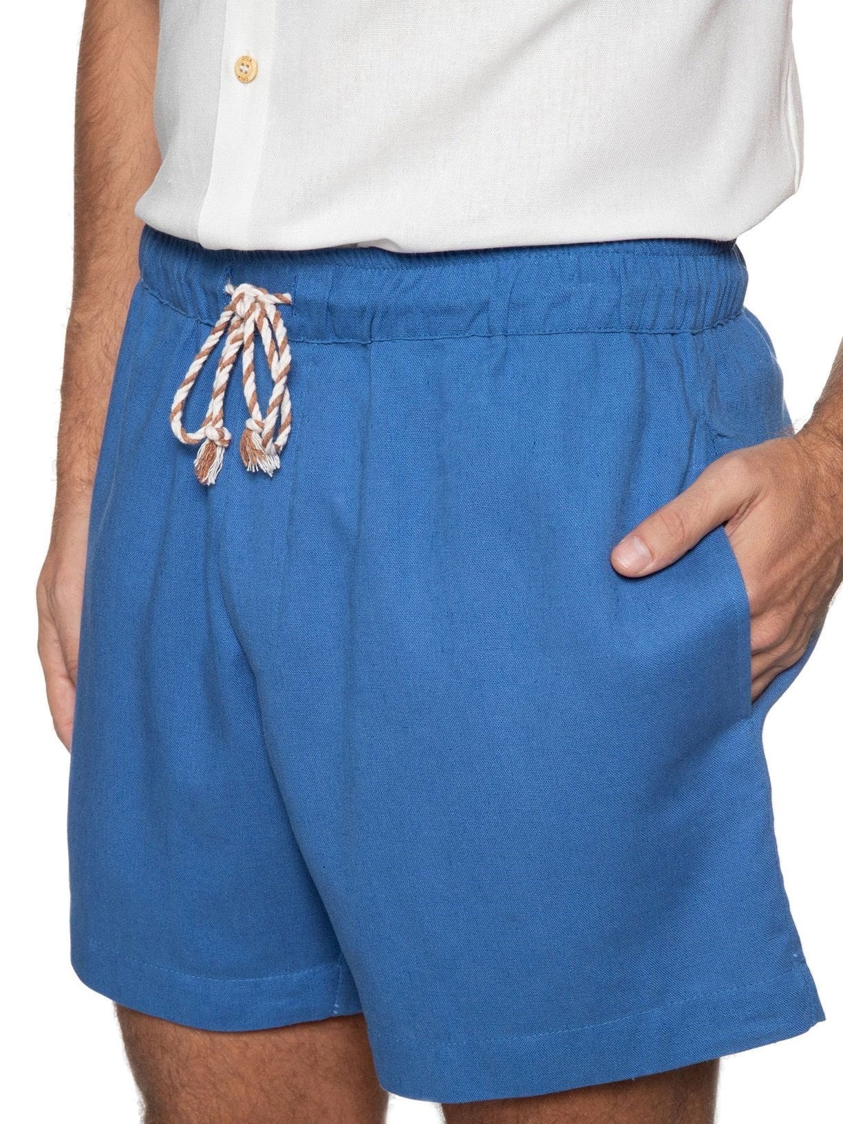 Short Masculino Linho Canoa - Azul