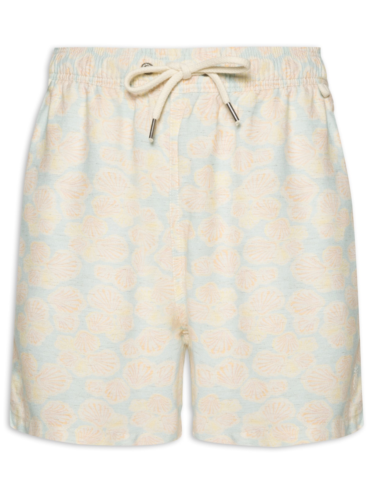 Short Masculino Linho Estampa Conchas - Azul