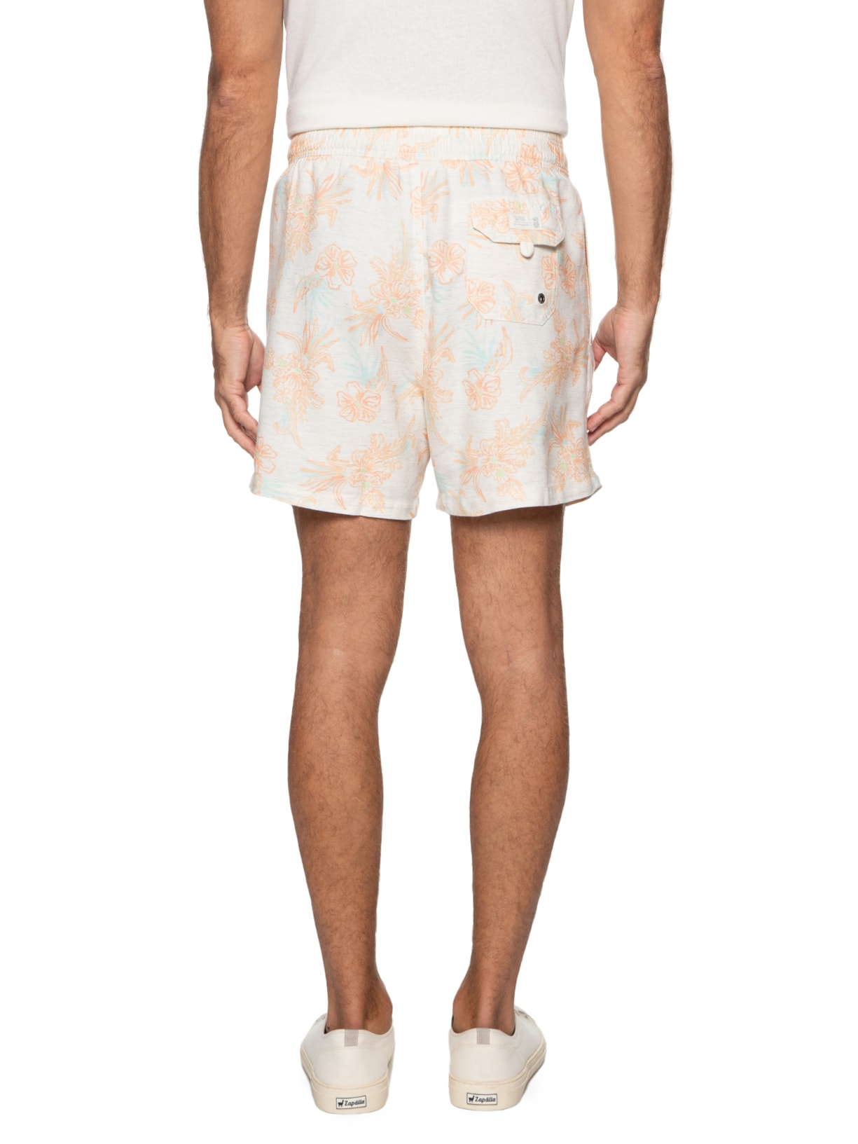 Short Masculino Linho Estampado Flora Branco Pineapple