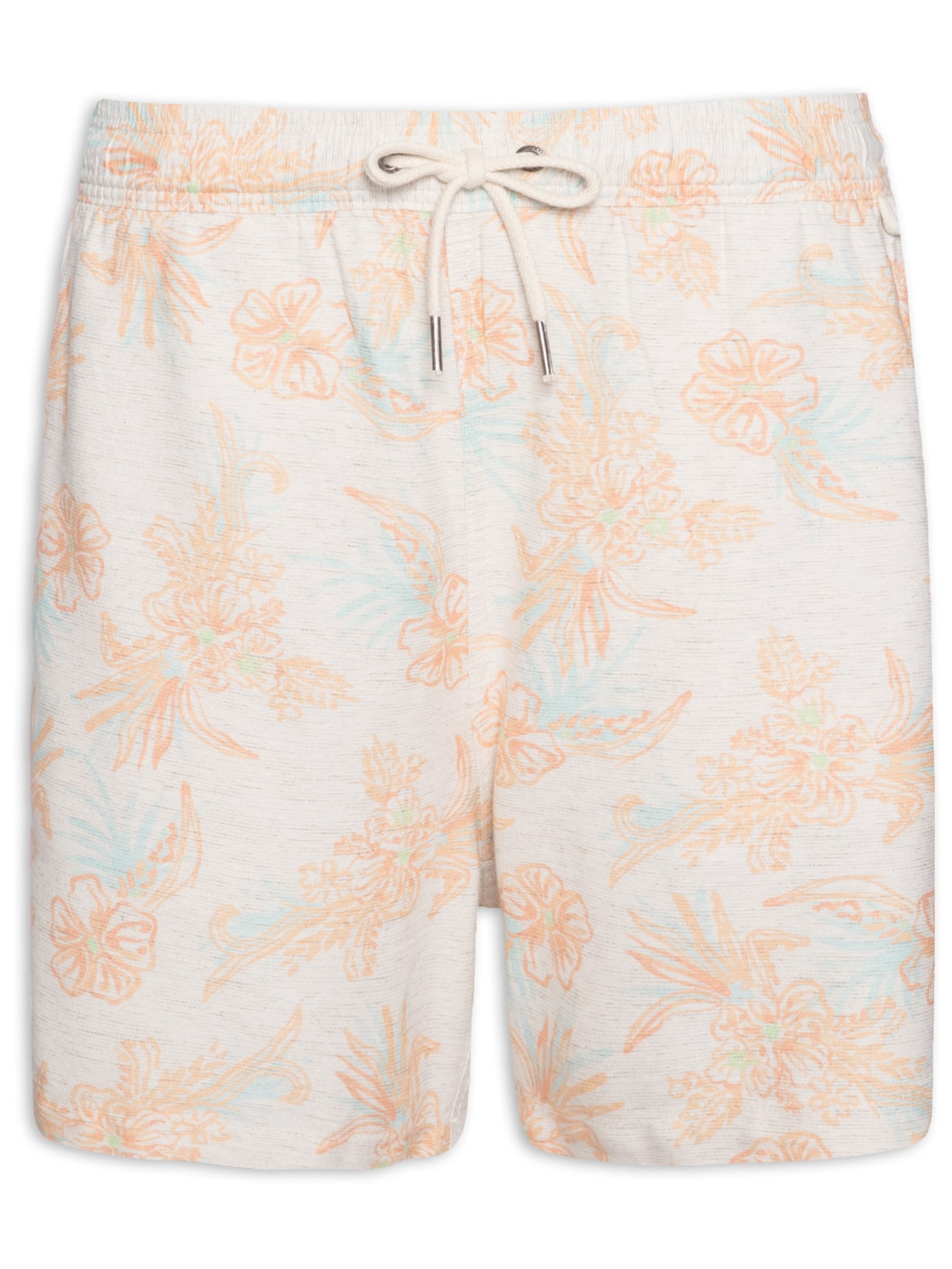 Short Masculino Linho Estampado Flora Branco