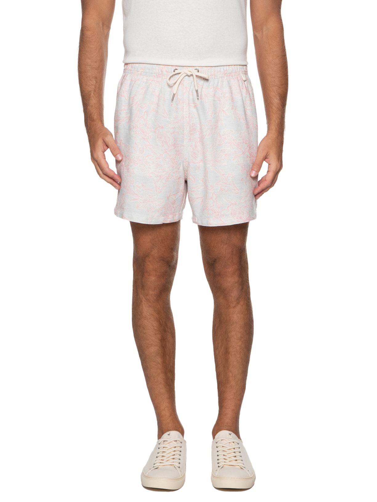 Short Masculino Linho Estampado Flower Vibe Azul Pineapple