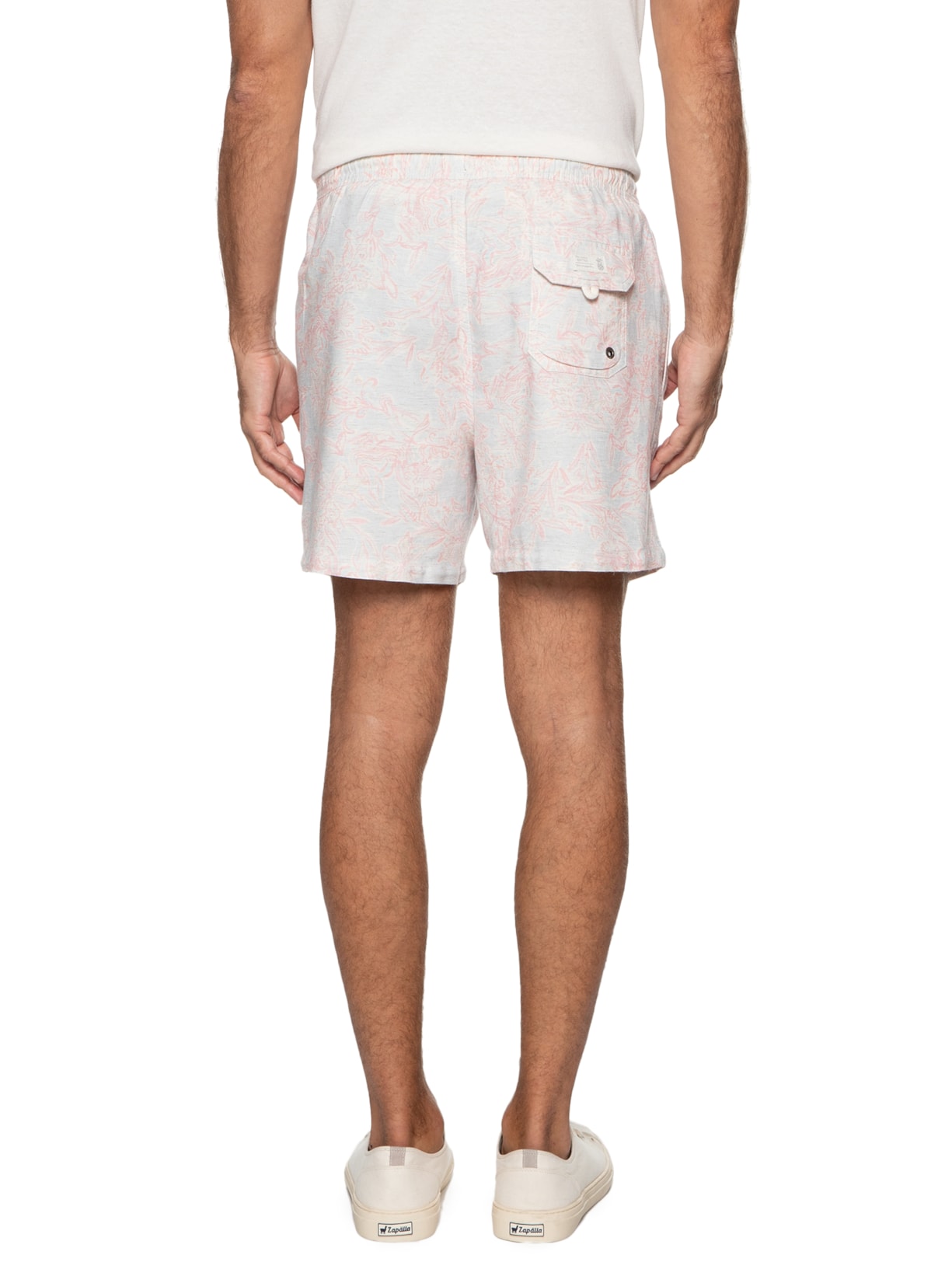 Short Masculino Linho Estampado Flower Vibe Azul Pineapple