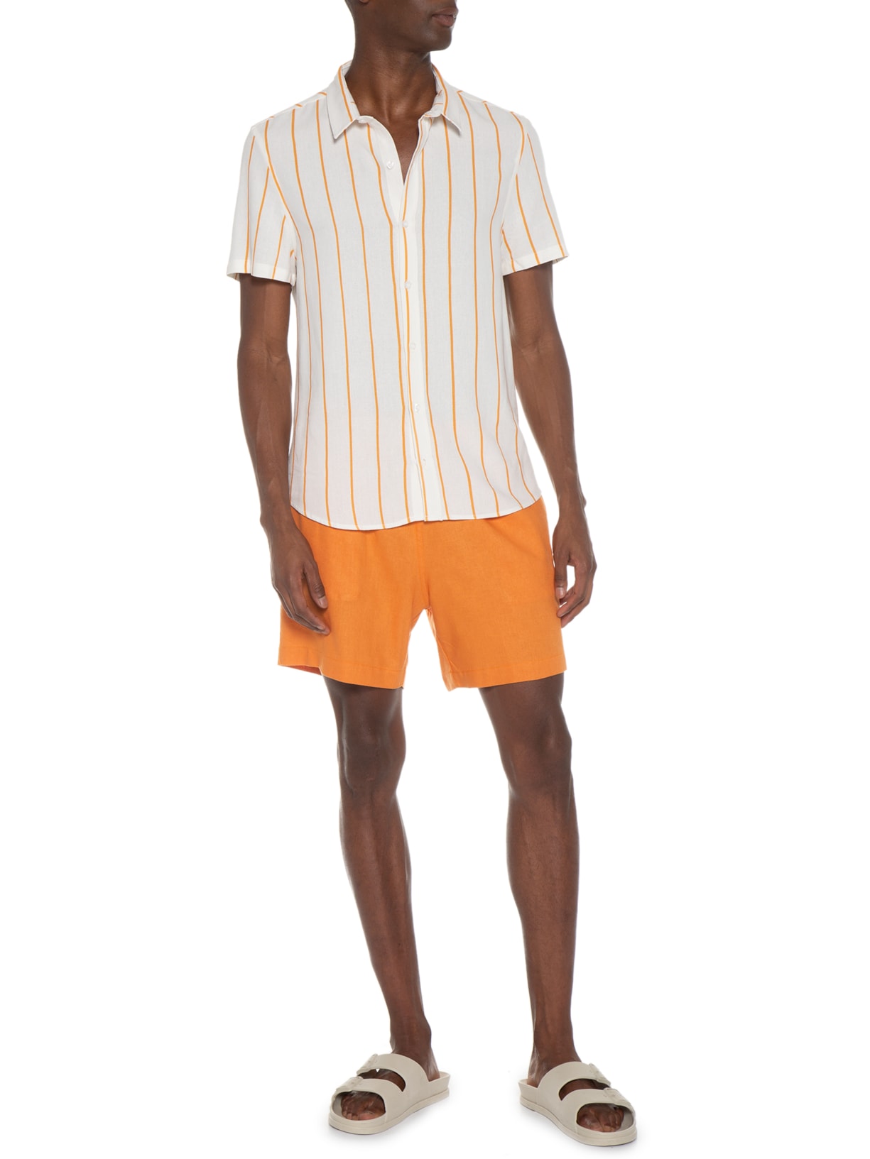 Short Masculino Linho Laranja Barche