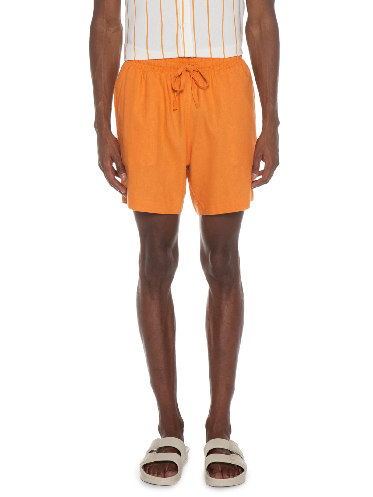 Short Masculino Linho Laranja Barche