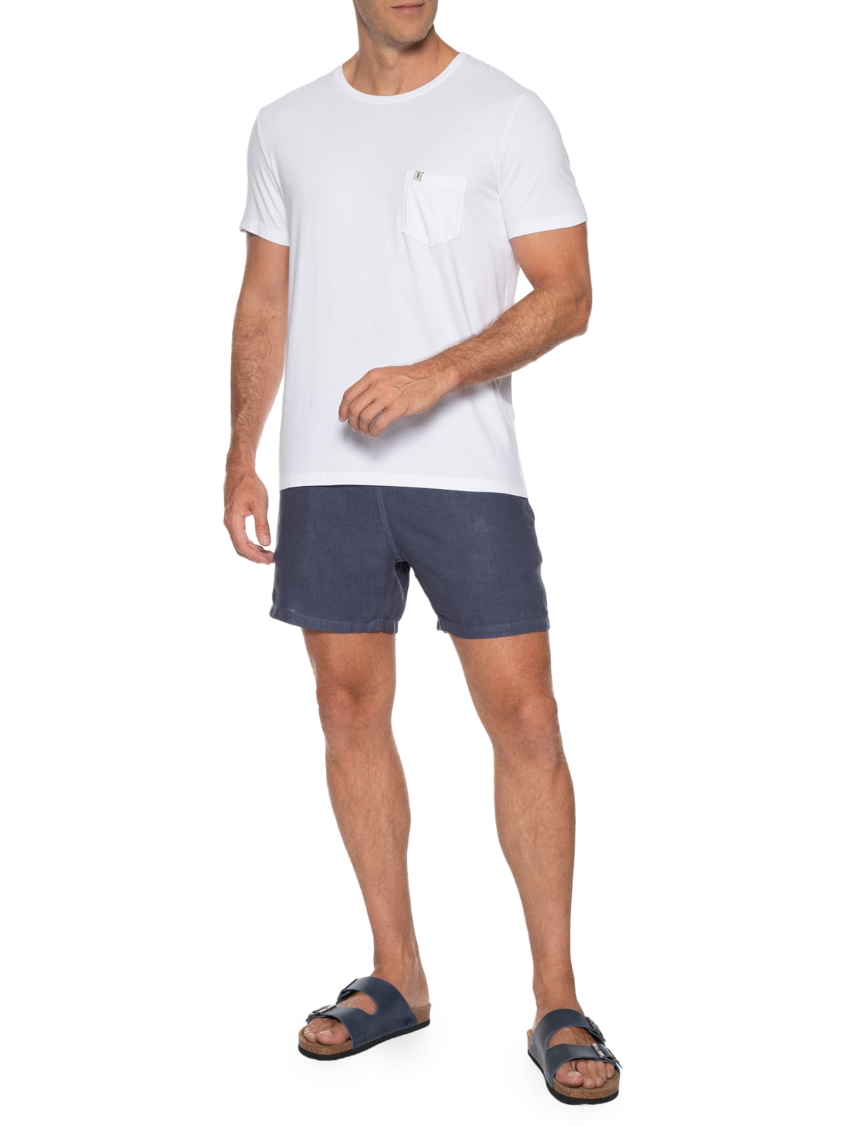 Short Masculino Linho Liso Azul Pineapple