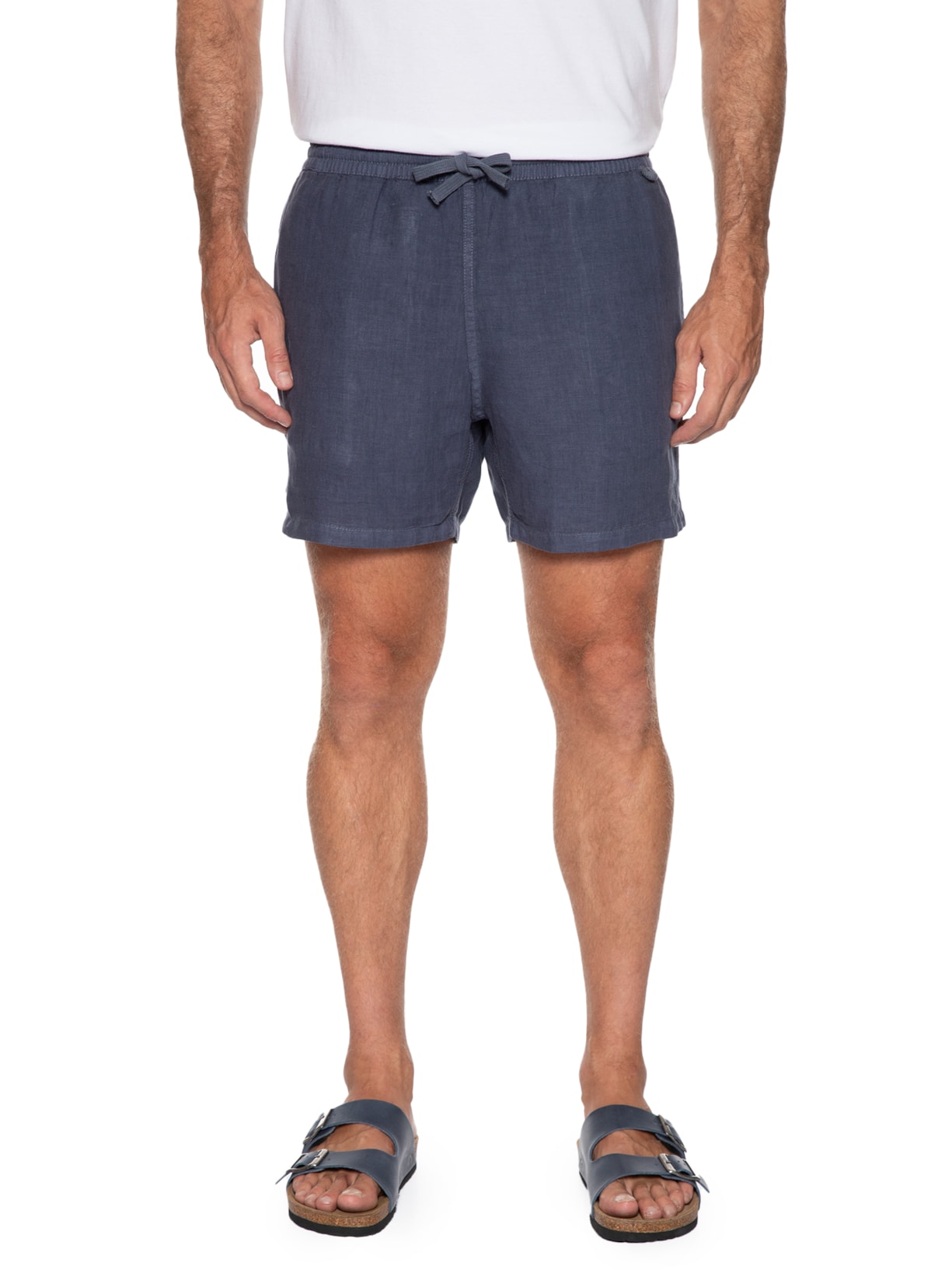 Short Masculino Linho Liso Azul Pineapple