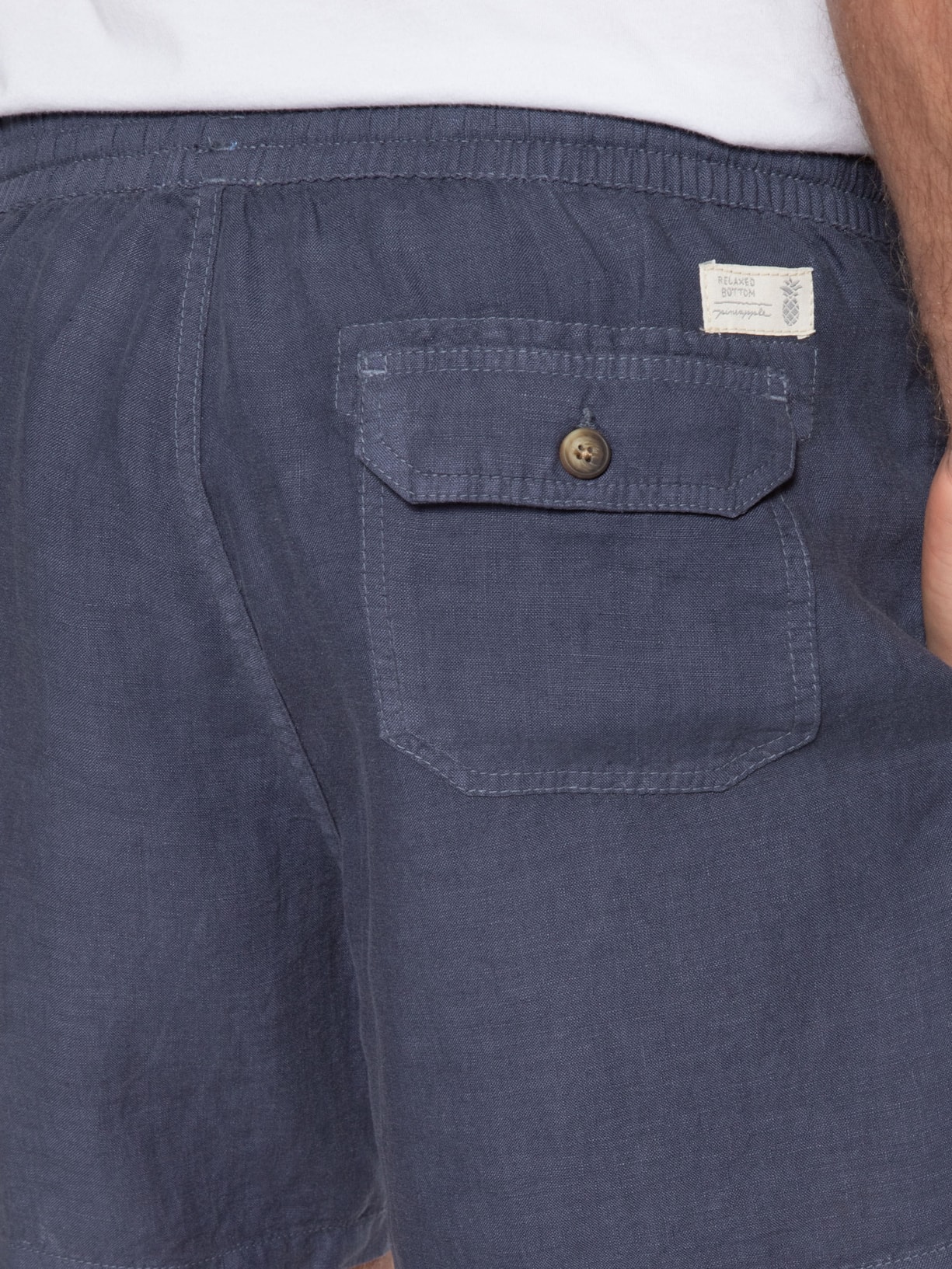 Short Masculino Linho Liso Azul Pineapple