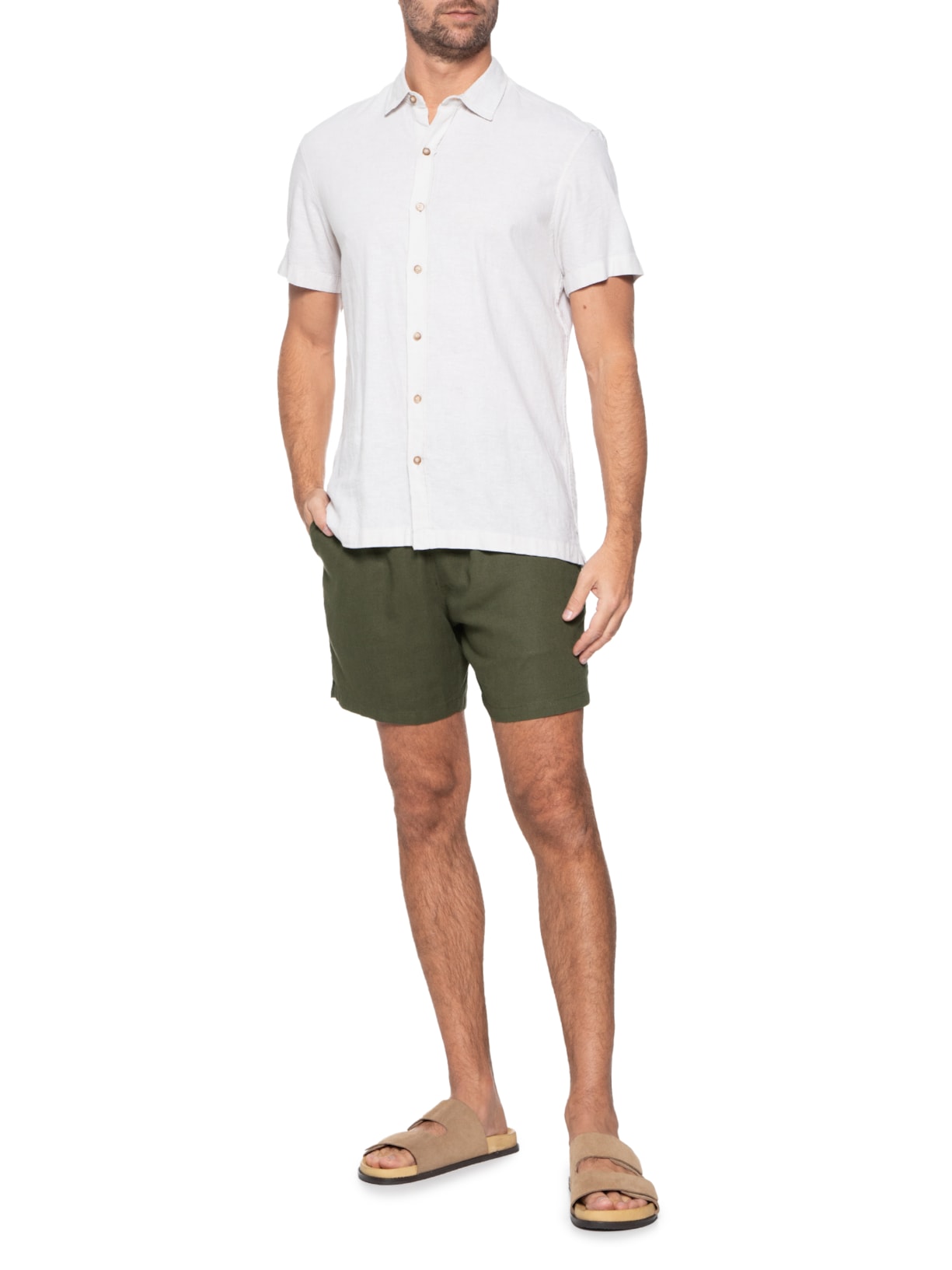 Short Masculino Linho Pier Verde Foxton