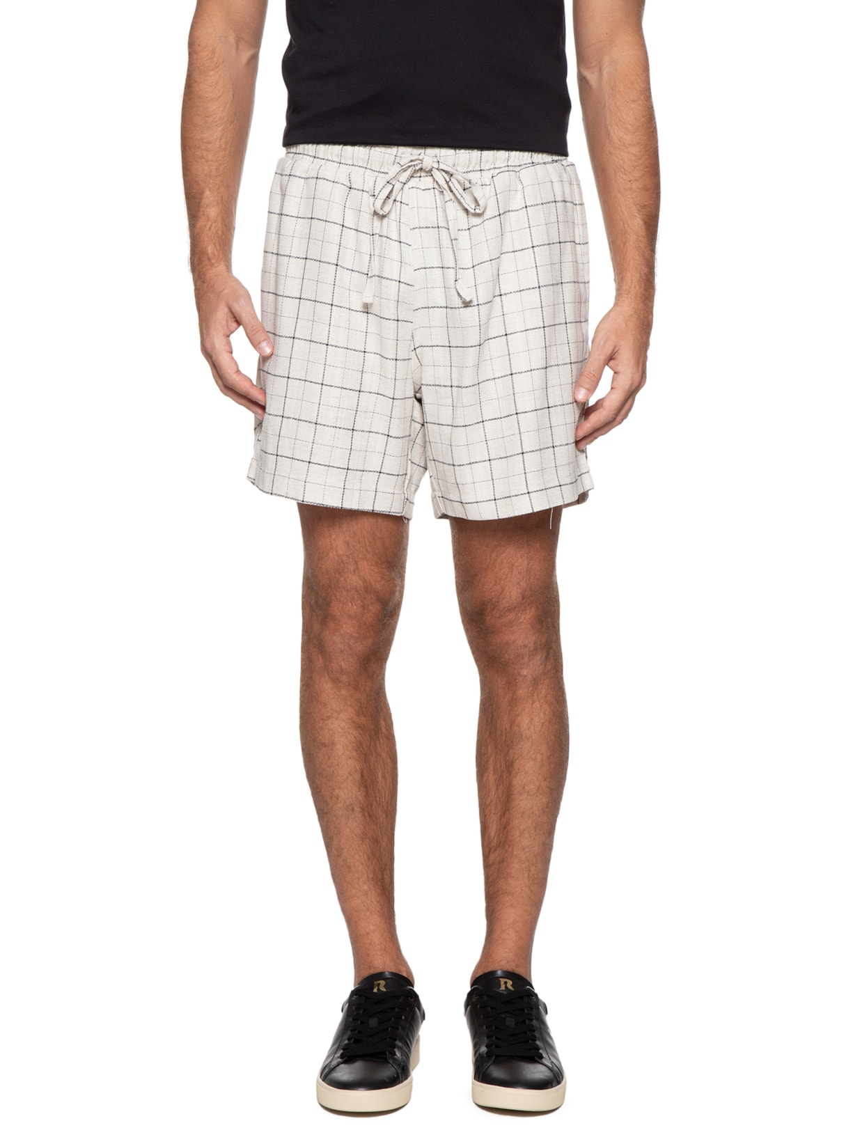 Short Masculino Linho Xadrez Bege Barche