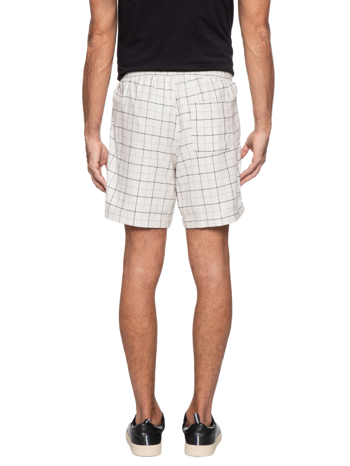 Short Masculino Linho Xadrez Bege Barche