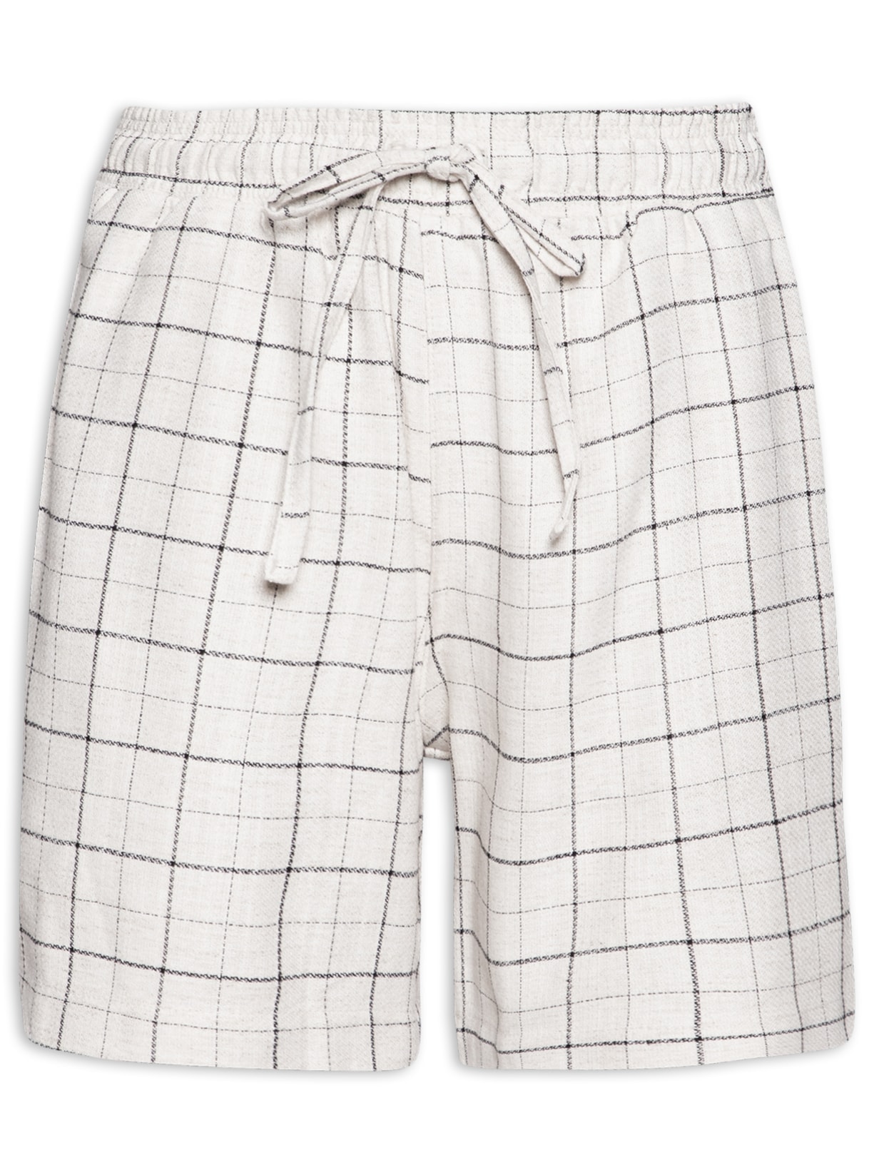 Short Masculino Linho Xadrez - Bege