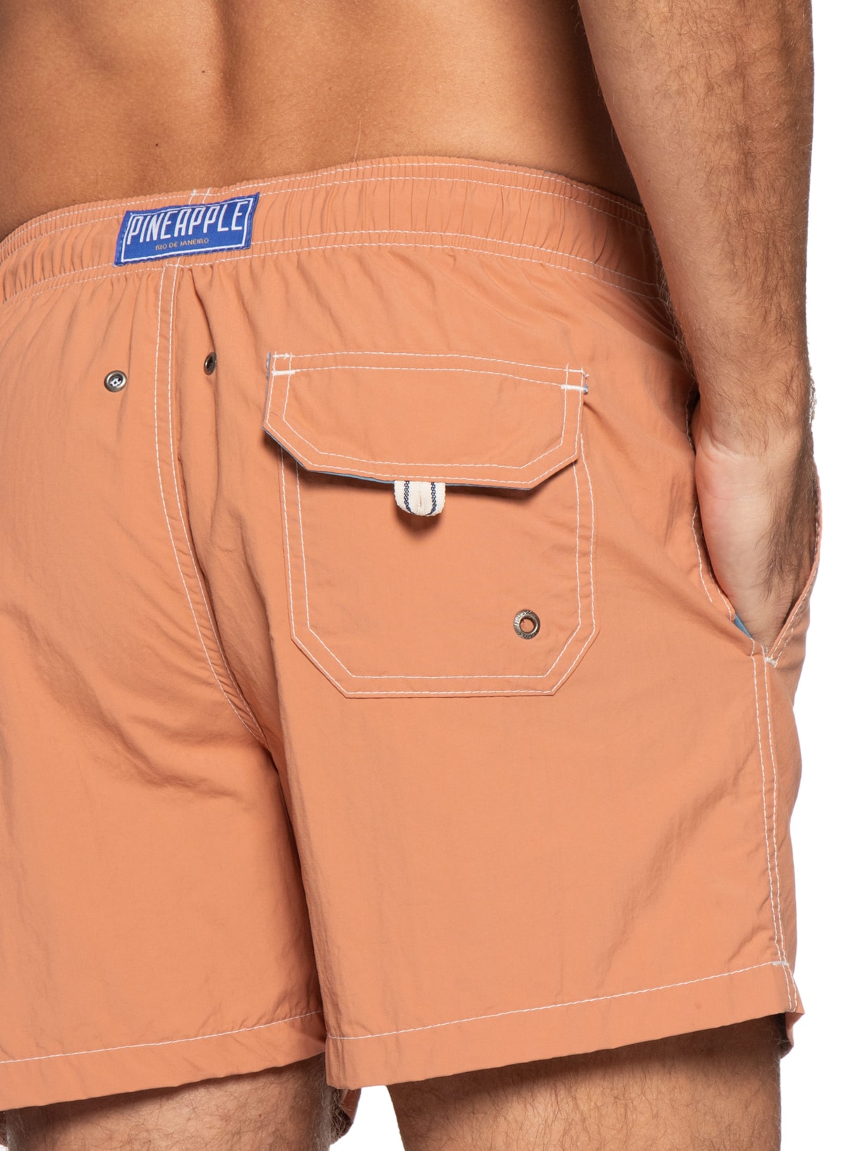 Short Masculino Liso De Praia Laranja Pineapple