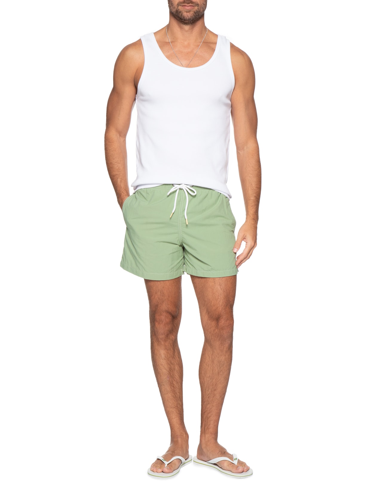 Short Masculino Liso De Praia Verde Pineapple