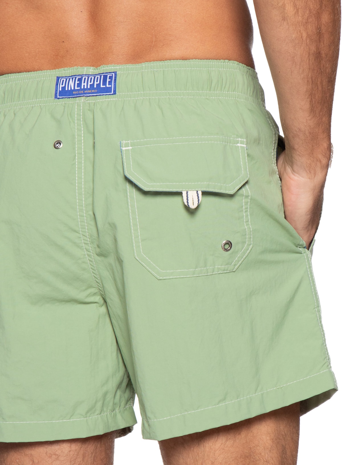 Short Masculino Liso De Praia Verde Pineapple