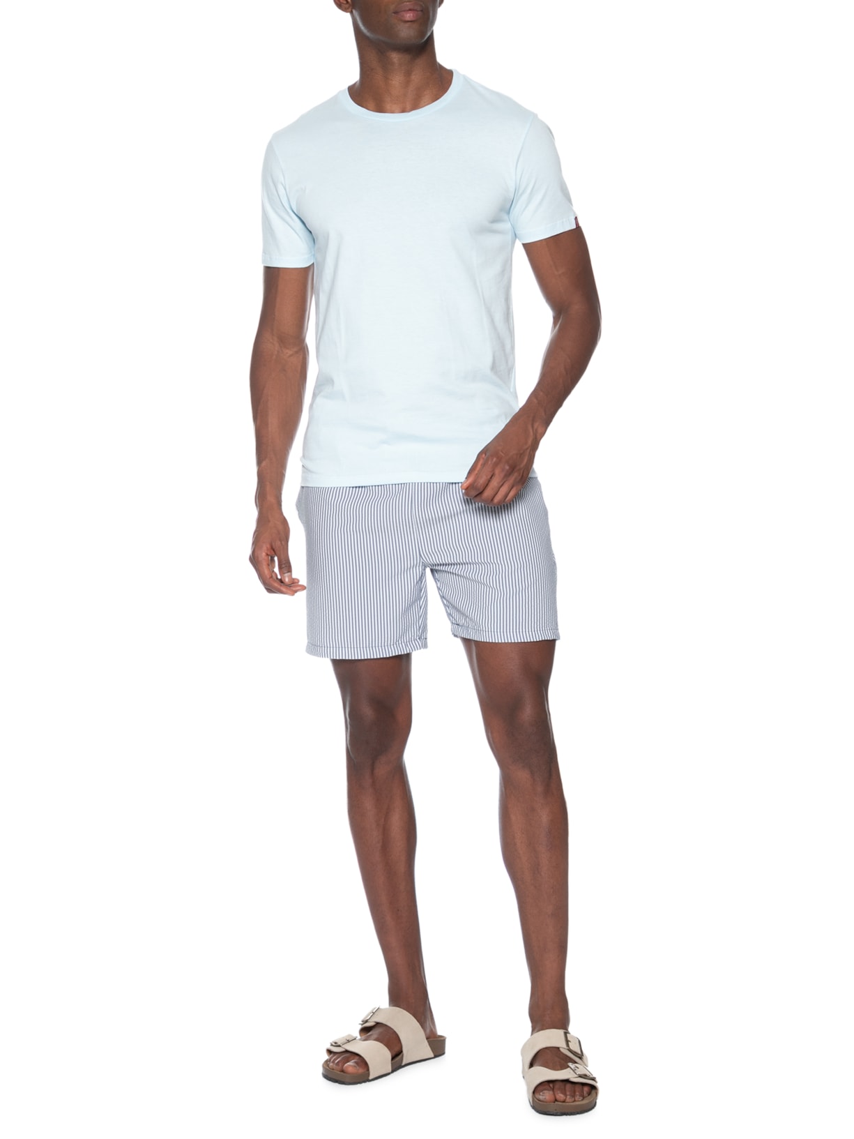 Short Masculino Listrado Azul Basiq Men