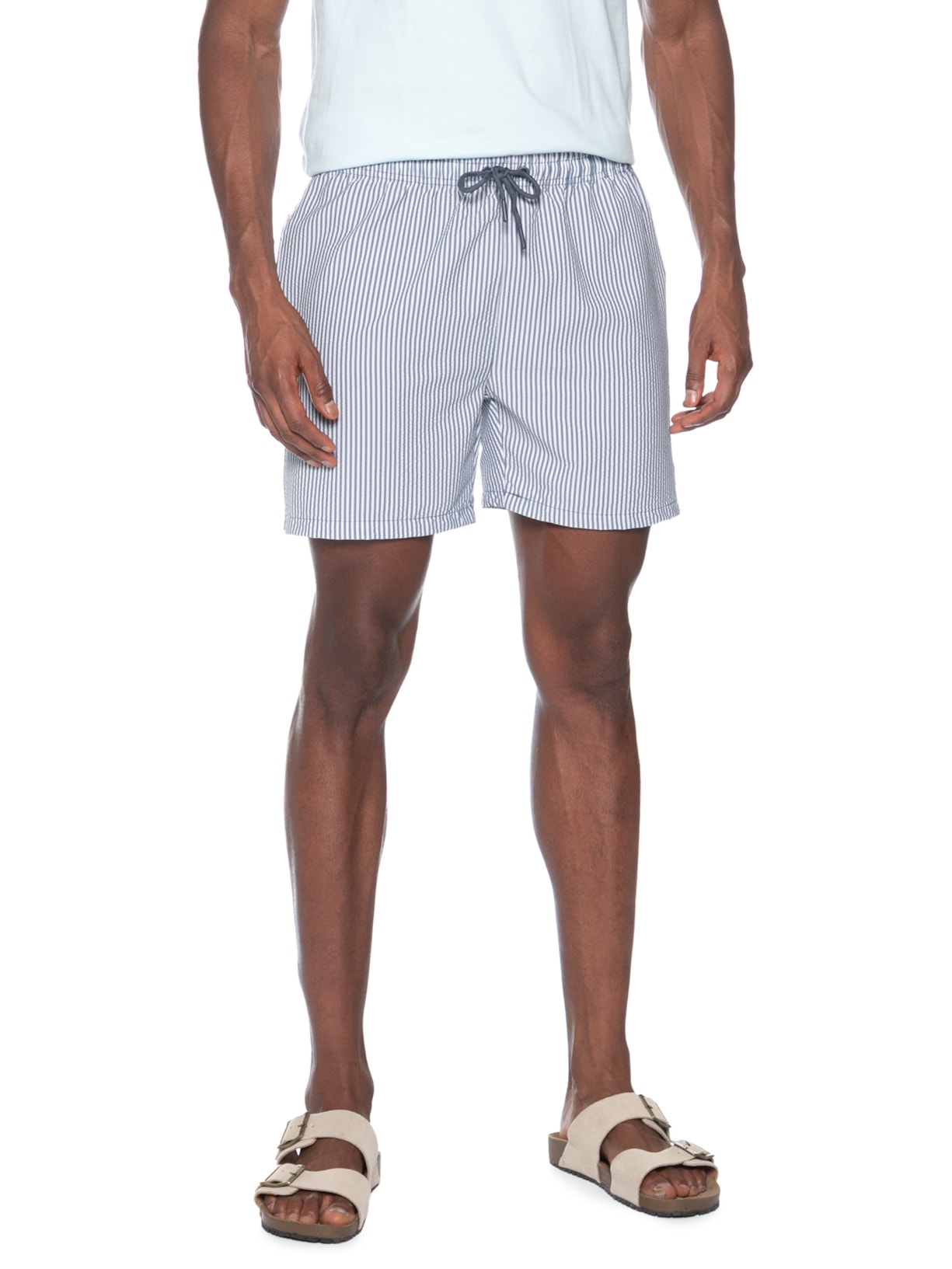 Short Masculino Listrado Azul Basiq Men
