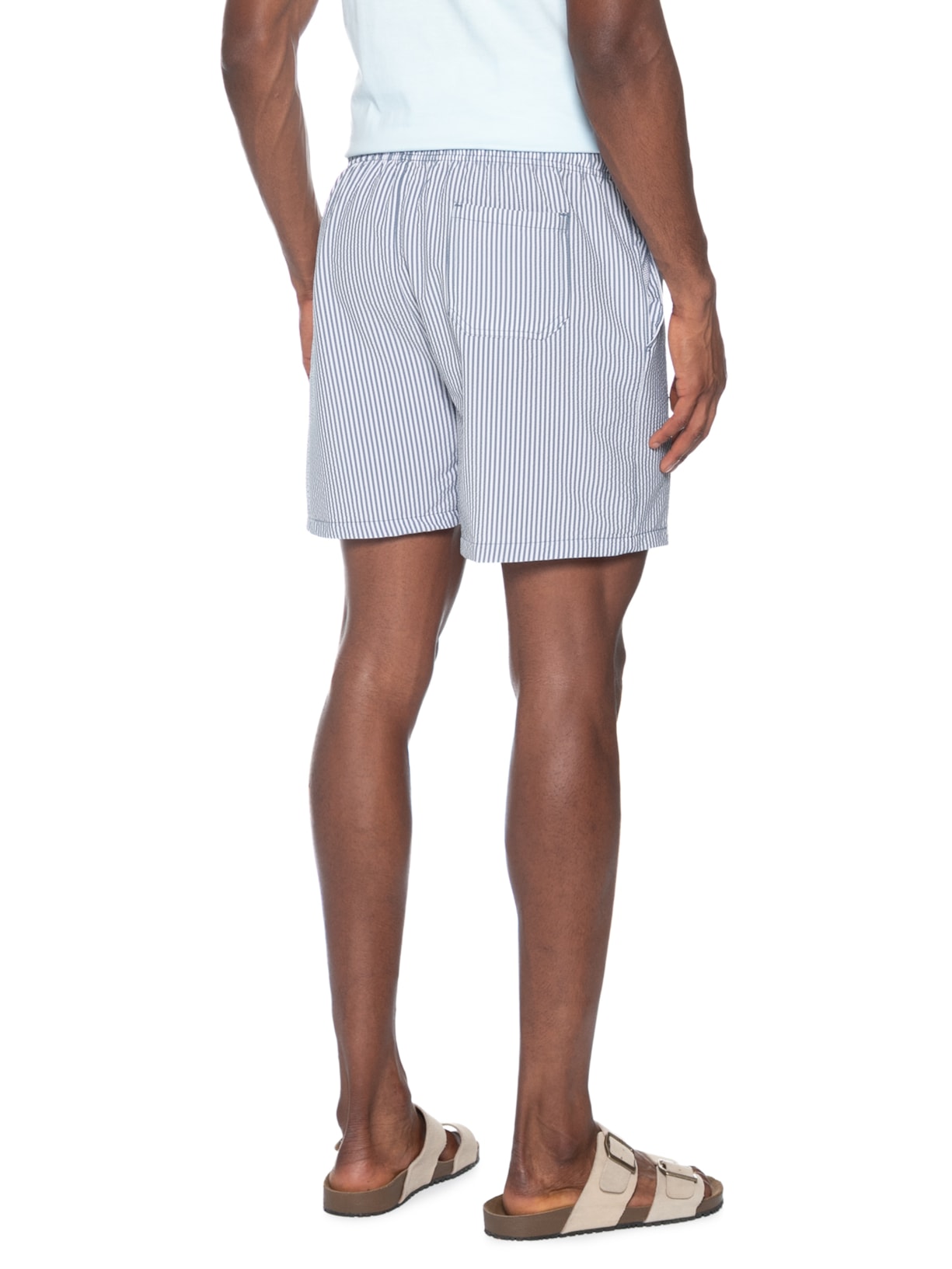 Short Masculino Listrado Azul Basiq Men