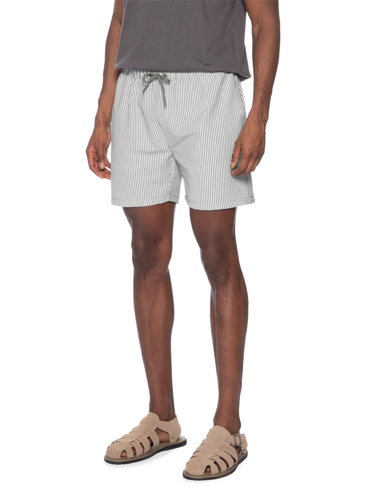 Short Masculino Listrado Cinza Basiq Men