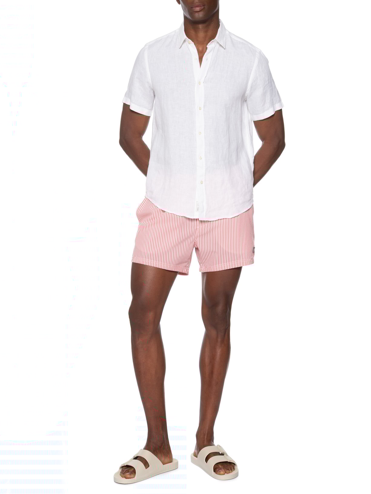 Short Masculino Litoral Stripes Vermelho Osklen