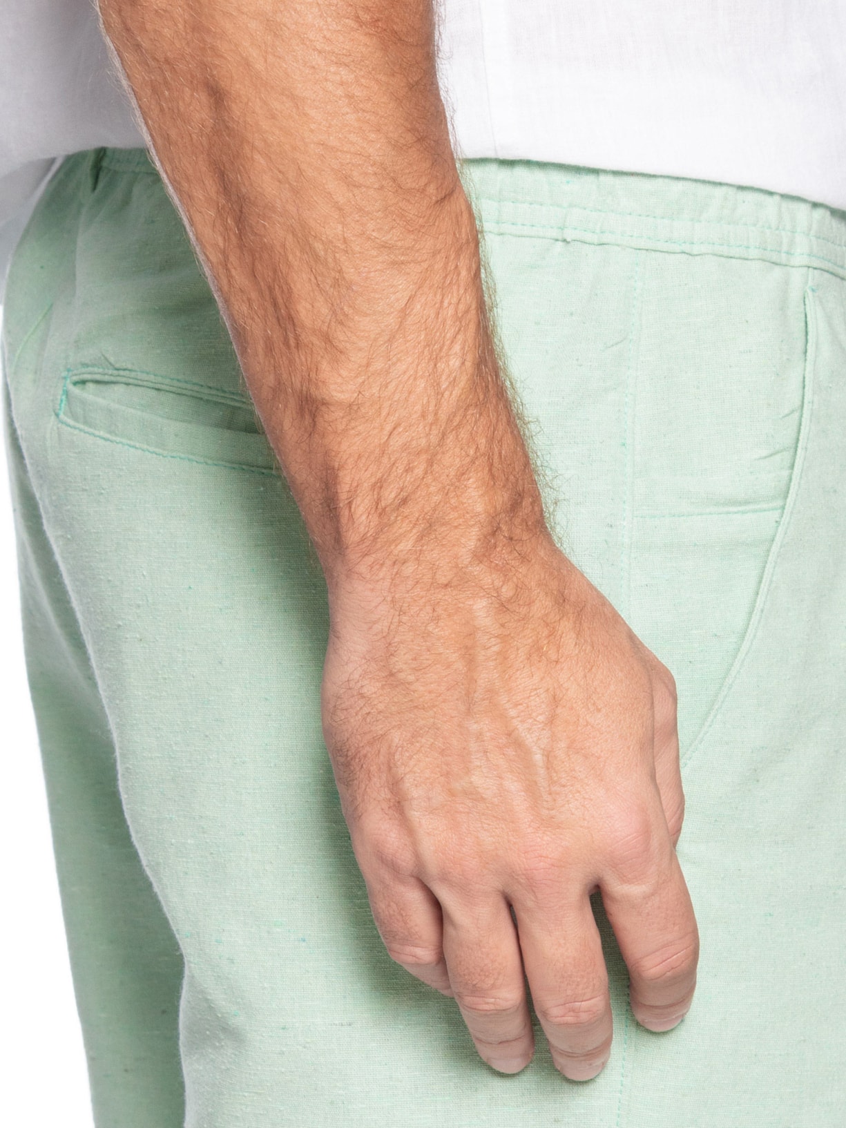 Short Masculino Médio Linen Elástico Verde '2 Essential