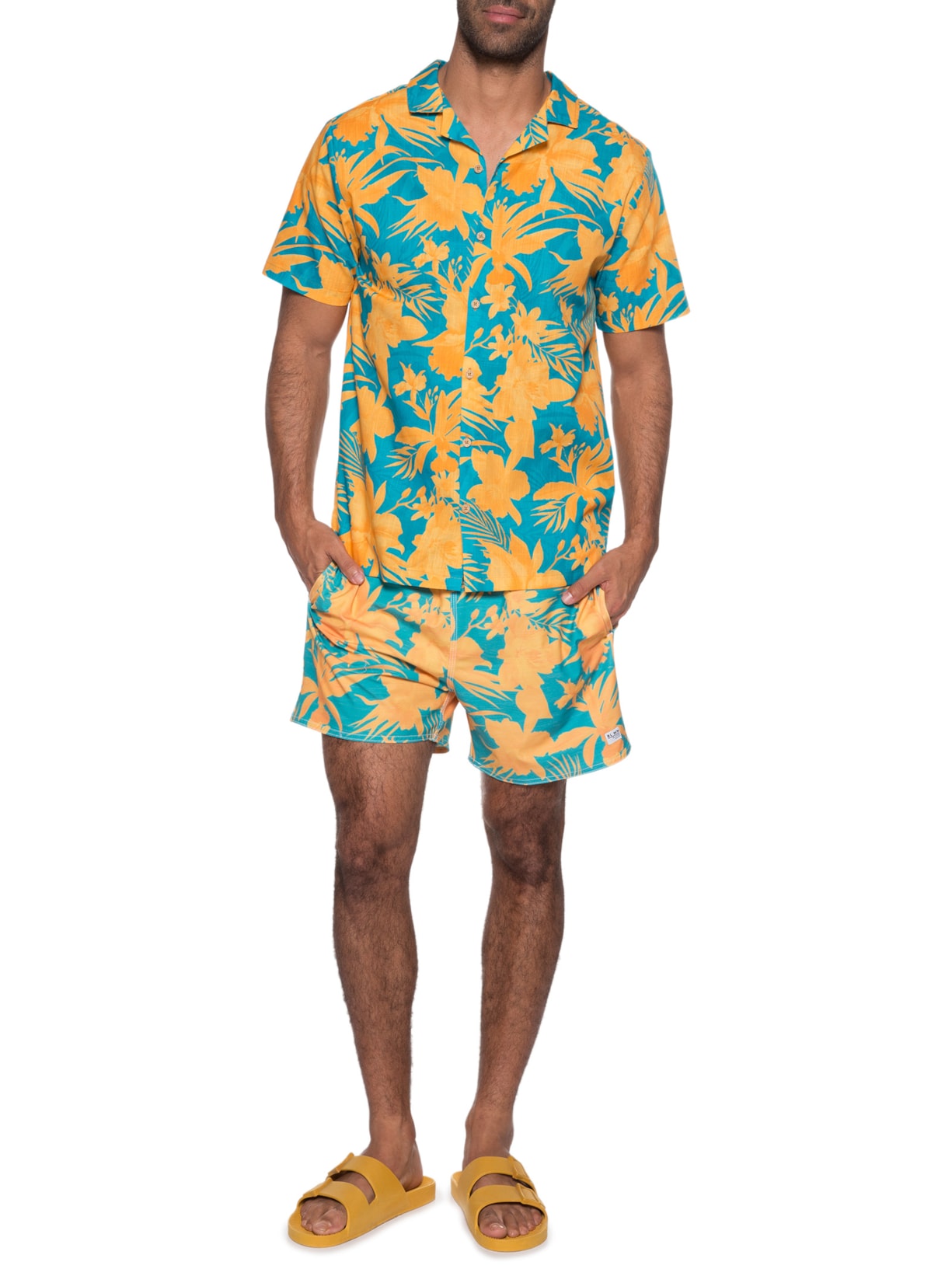 Short Masculino Orquidário Amarelo Blueman