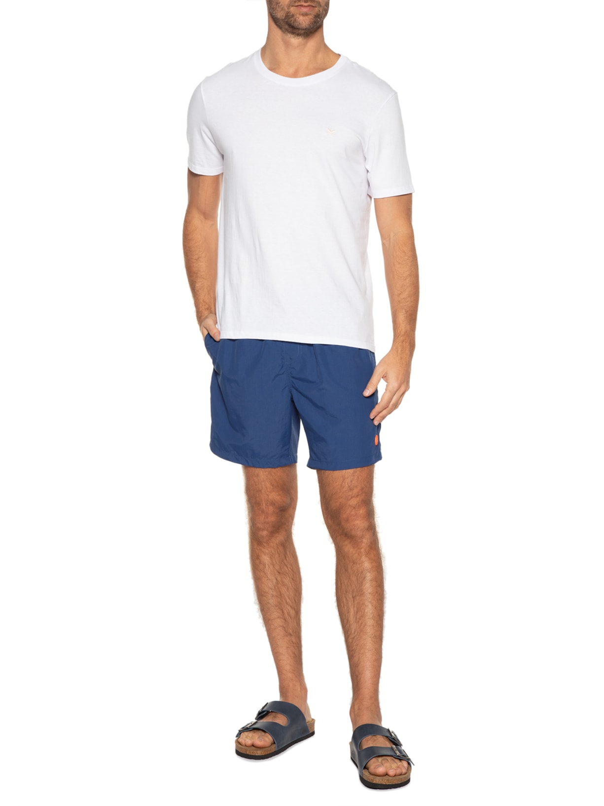 Short Masculino Poliamida Liso Azul Jab