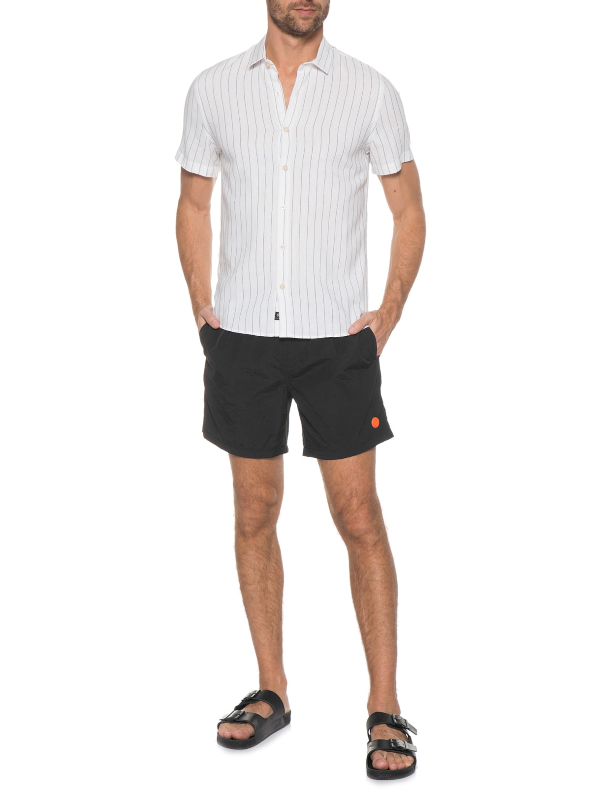 Short Masculino Poliamida Liso Preto Jab
