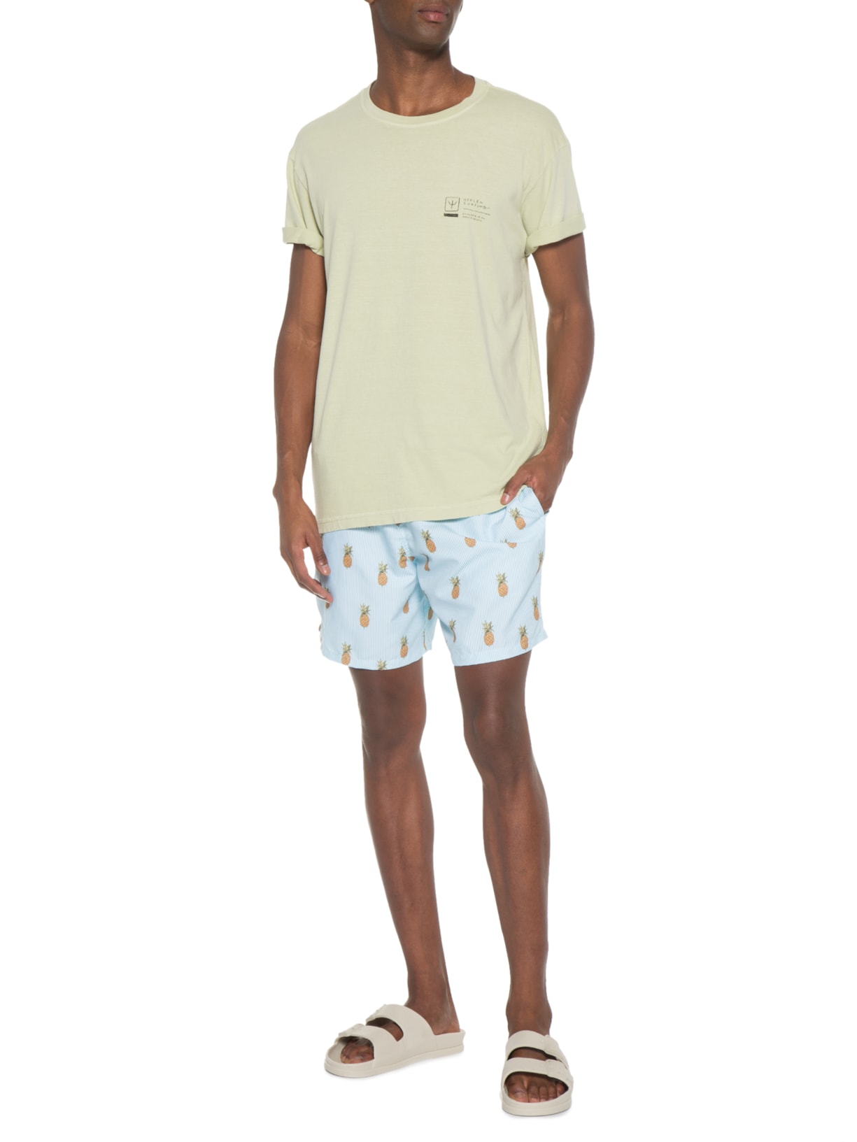 Short Masculino Praia Abacaxi Azul Vaca Lôca