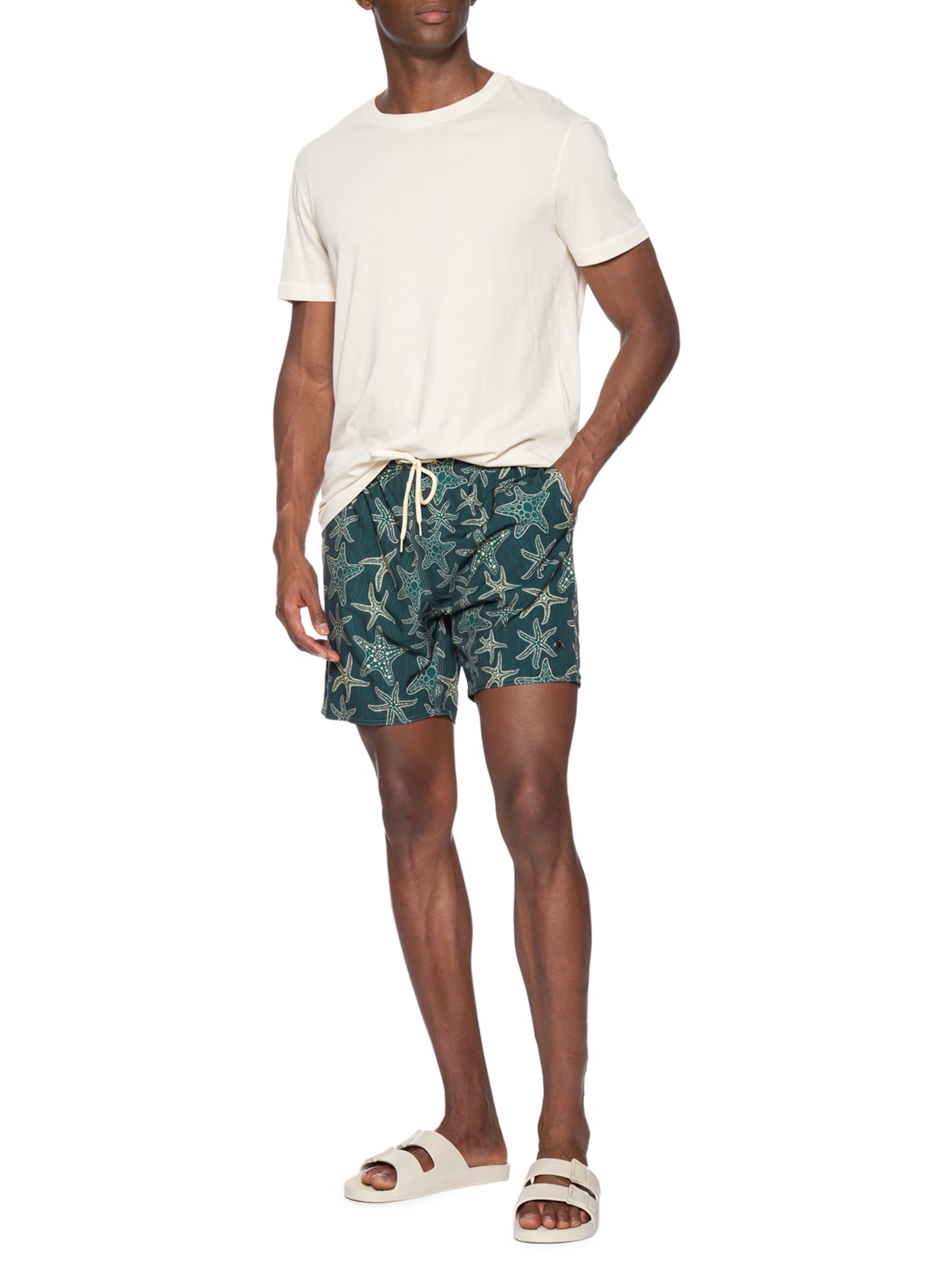 Short Masculino Praia Estampa Estrela Do Mar Texture Azul Sergio K