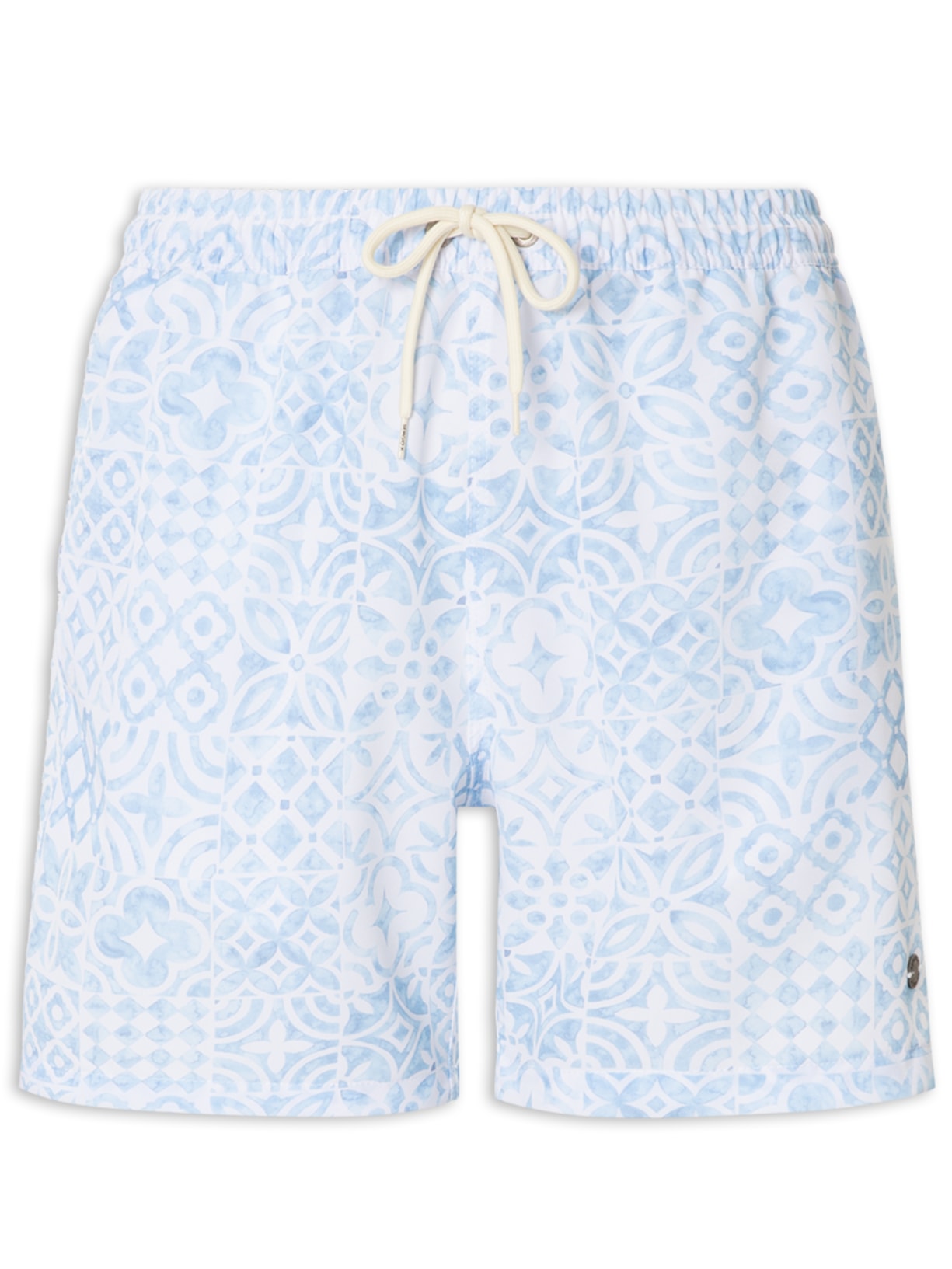 Short Masculino Praia Estampado Azulejo - Branco