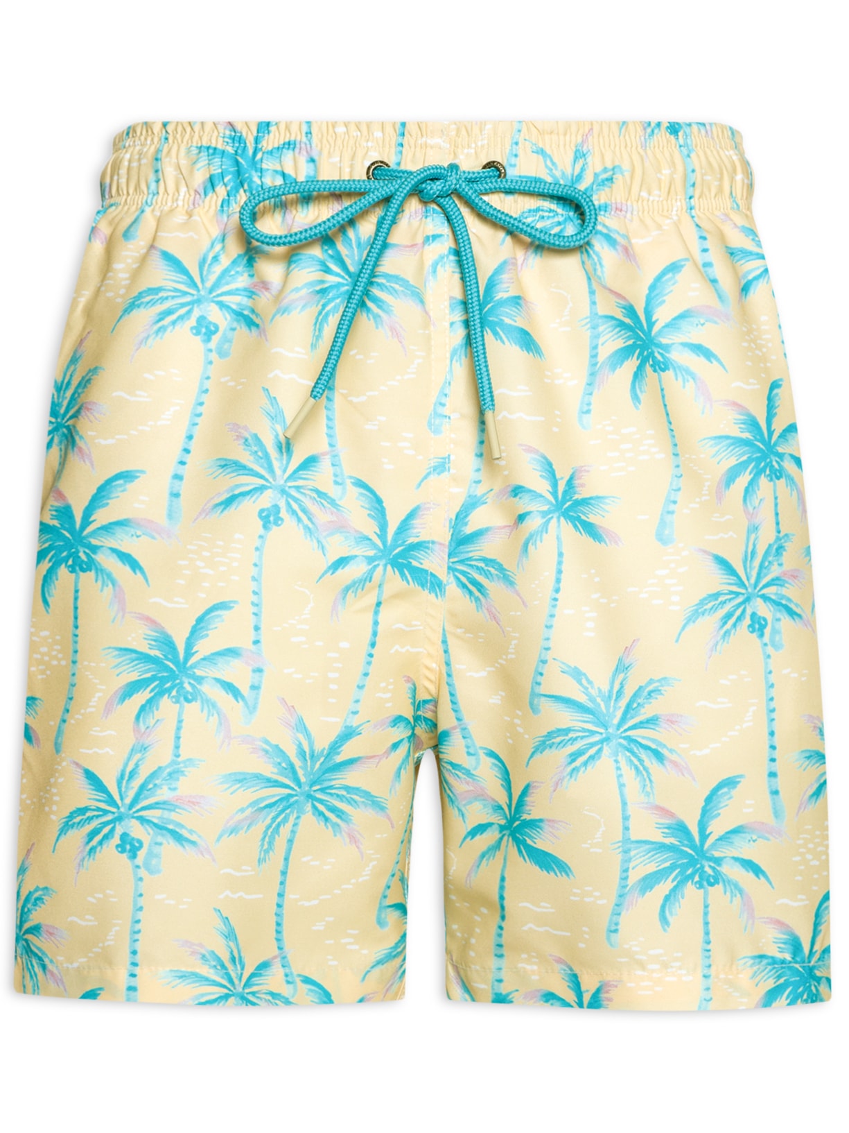 Short Masculino Praia Estampado Coqueiros - Amarelo