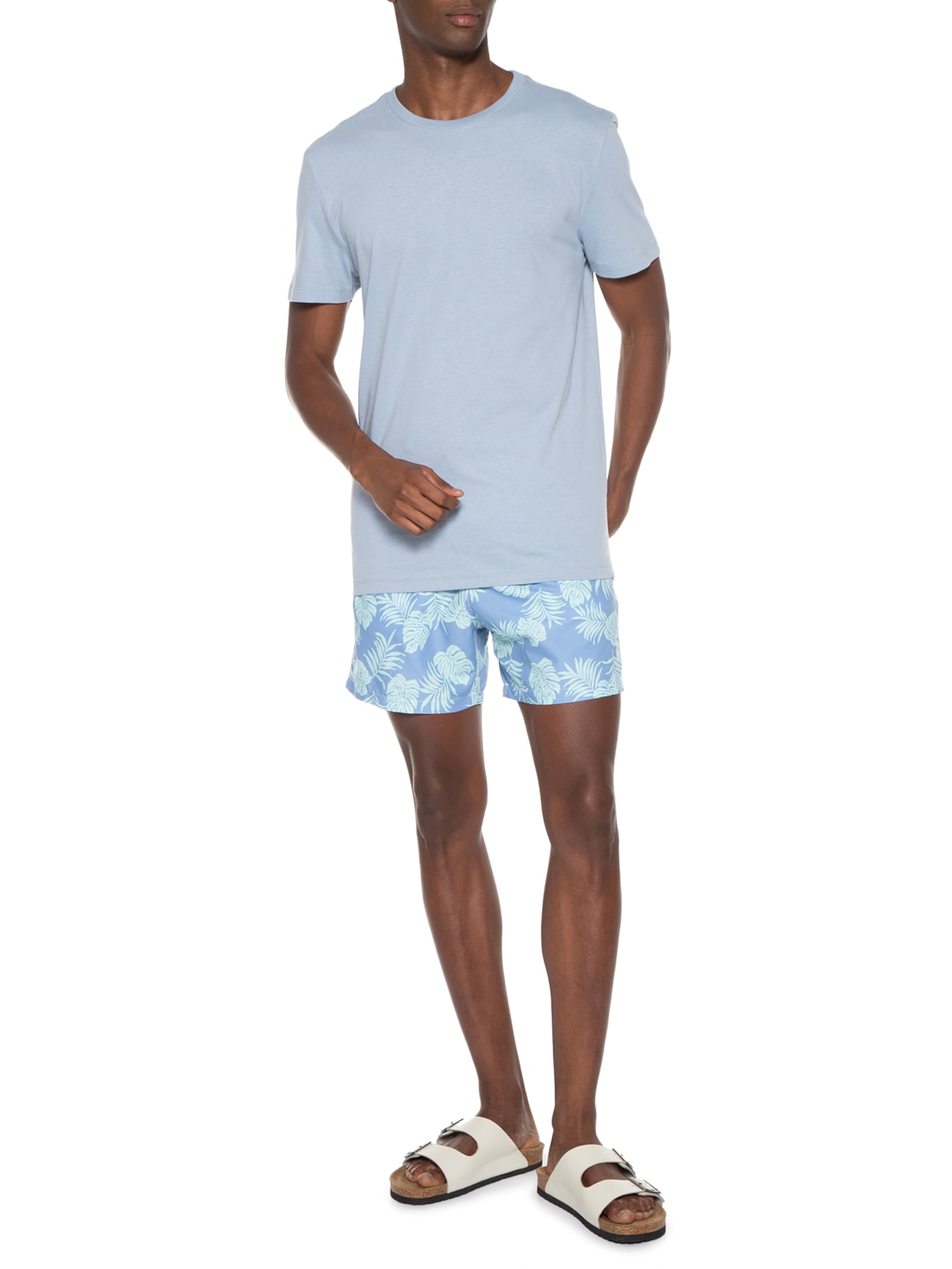 Short Masculino Praia Estampado Costela De Adão Azul Pineapple