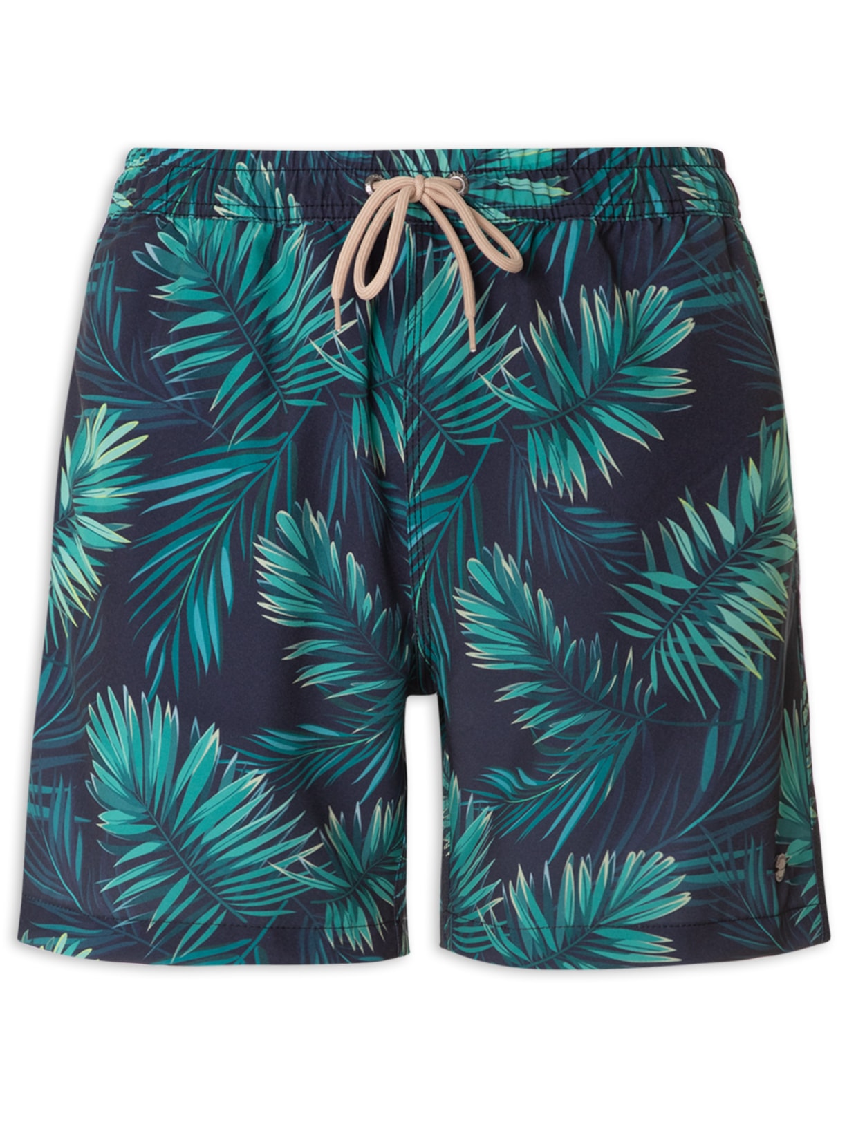 Short Masculino Praia Estampado Folhagem - Verde